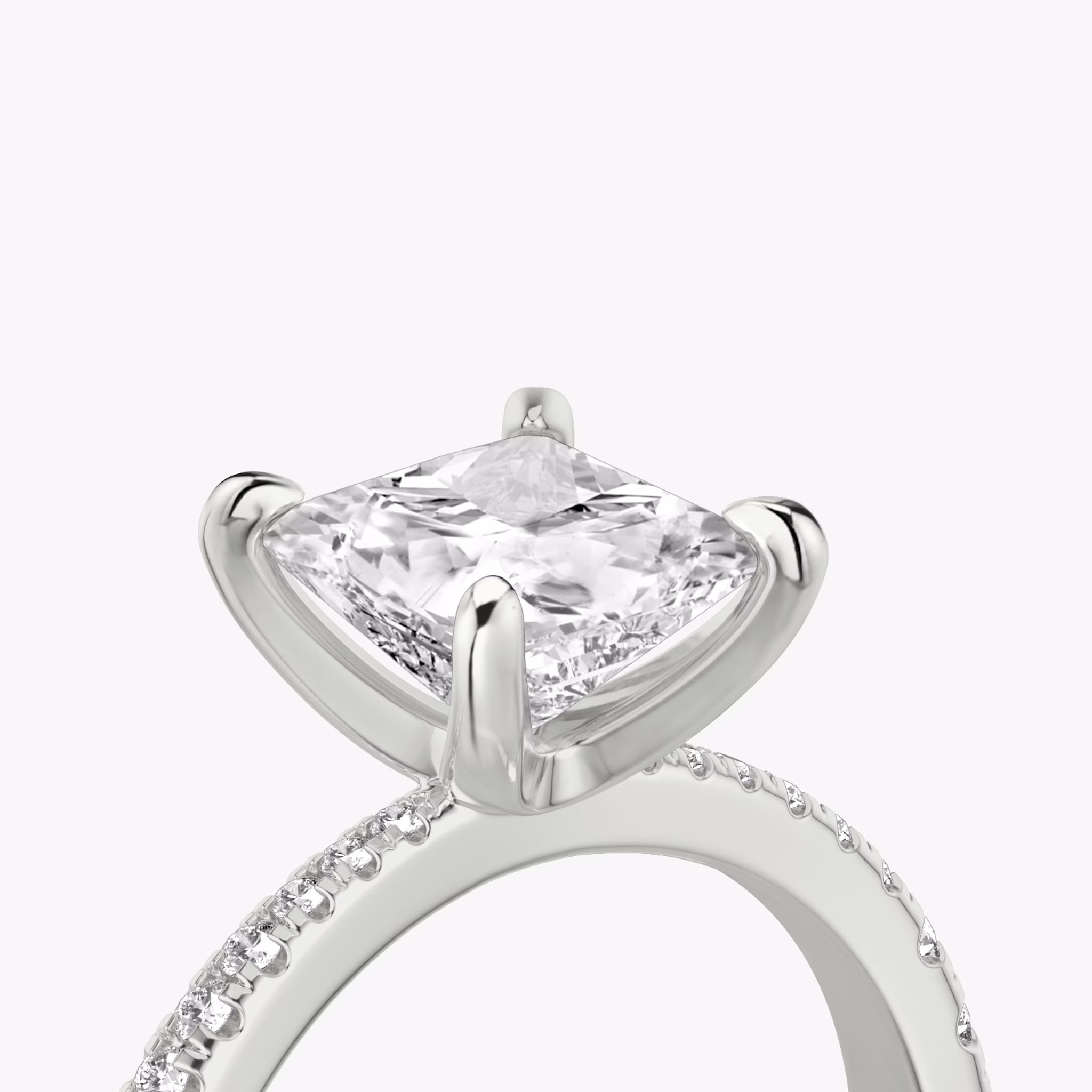 The Tapered Classic | Princess | 18k | White Gold | bandAccent: Pavé | diamondOrientation: vertical | caratWeight: other