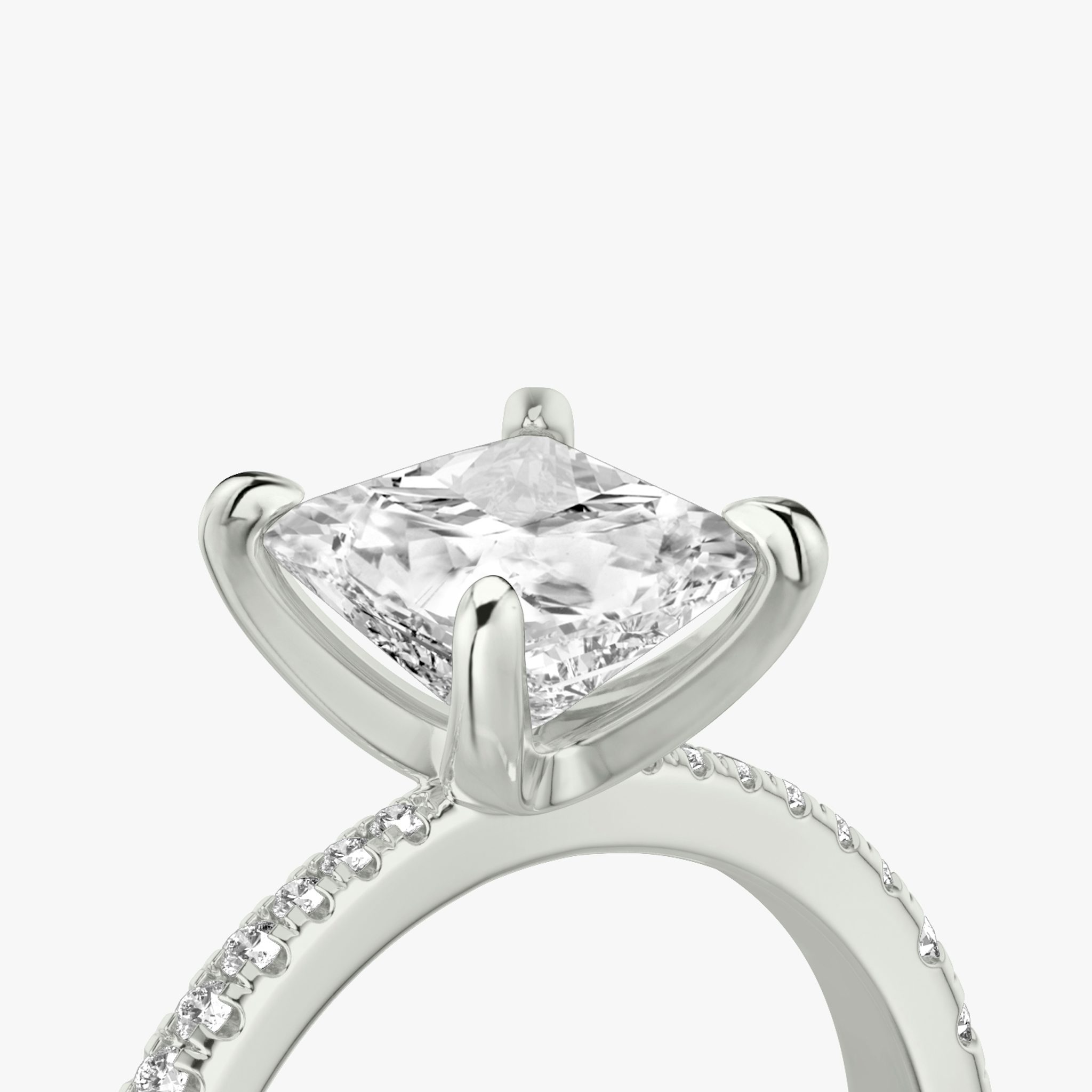 The Tapered Classic | Princess | 18k | White Gold | bandAccent: Pavé | diamondOrientation: vertical | caratWeight: other