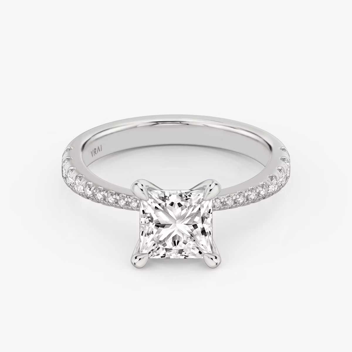 The Tapered Classic | Princess | 18k | White Gold | bandAccent: Pavé | diamondOrientation: vertical | caratWeight: other