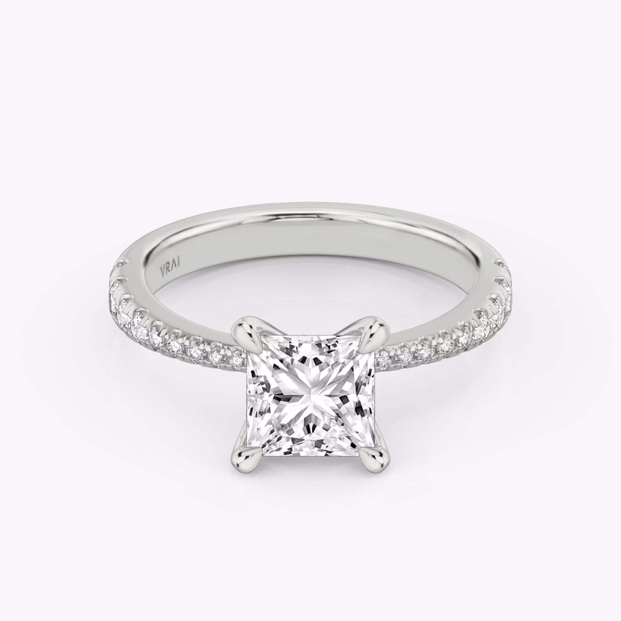 The Tapered Classic | Princess | 18k | White Gold | bandAccent: Pavé | diamondOrientation: vertical | caratWeight: other