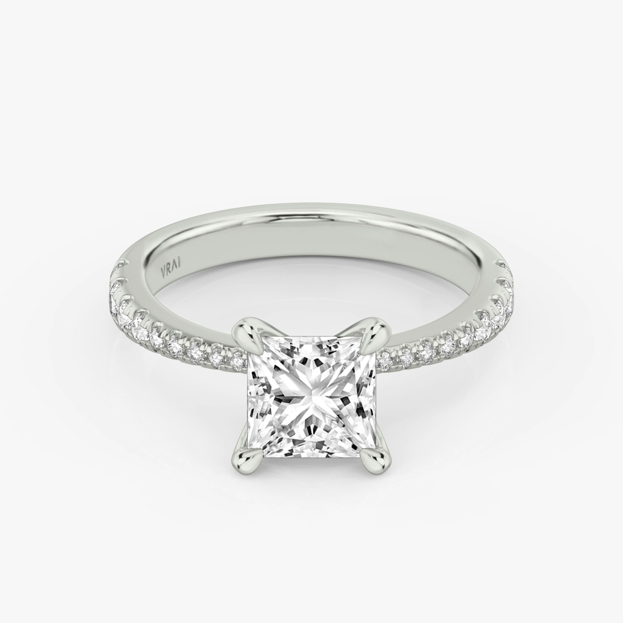 The Tapered Classic | Princess | 18k | White Gold | bandAccent: Pavé | diamondOrientation: vertical | caratWeight: other