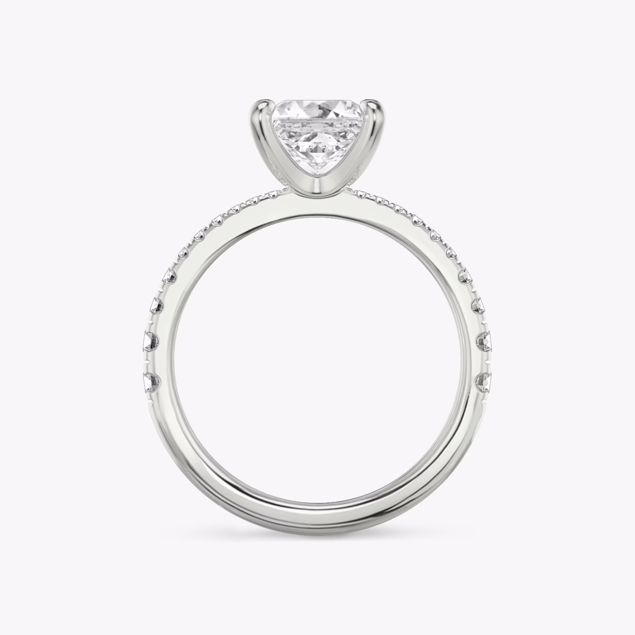 The Tapered Classic | Princess | 18k | White Gold | bandAccent: Pavé | diamondOrientation: vertical | caratWeight: other