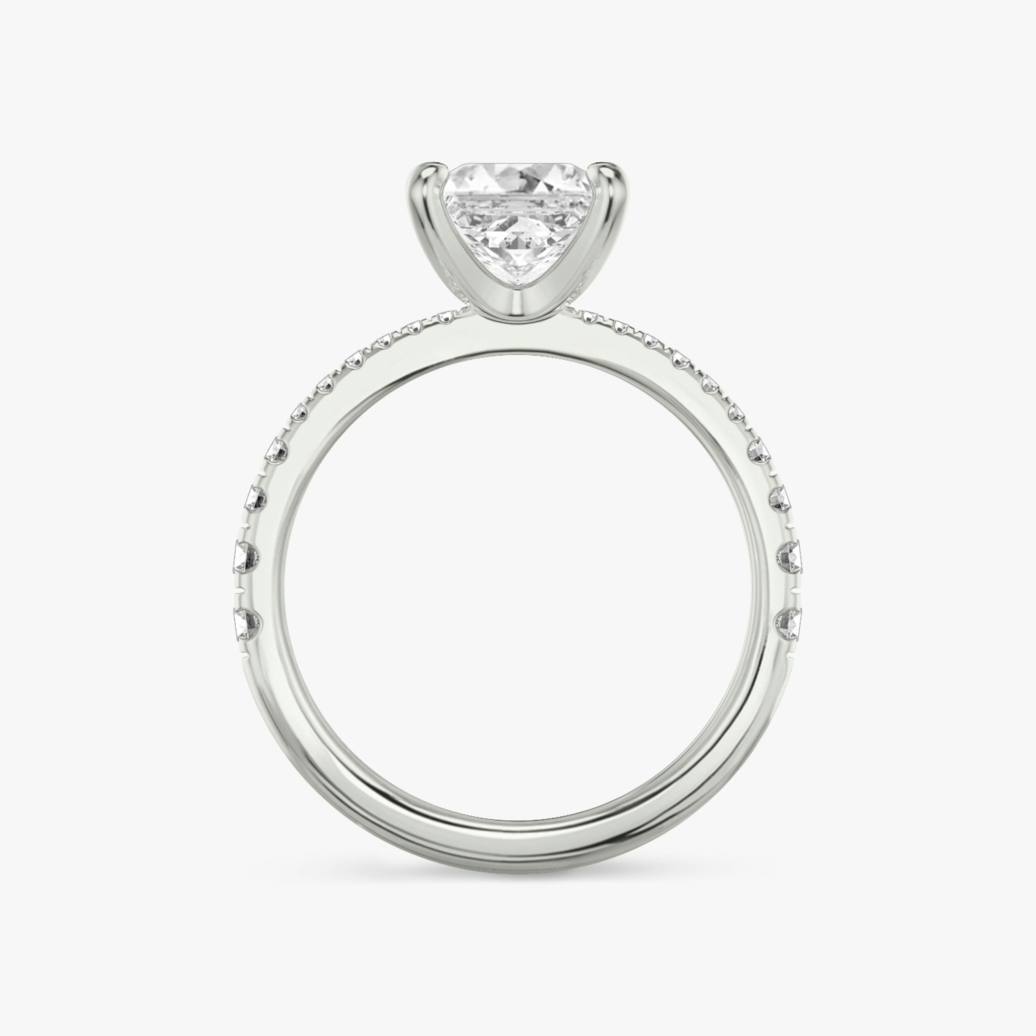 The Tapered Classic | Princess | 18k | White Gold | bandAccent: Pavé | diamondOrientation: vertical | caratWeight: other