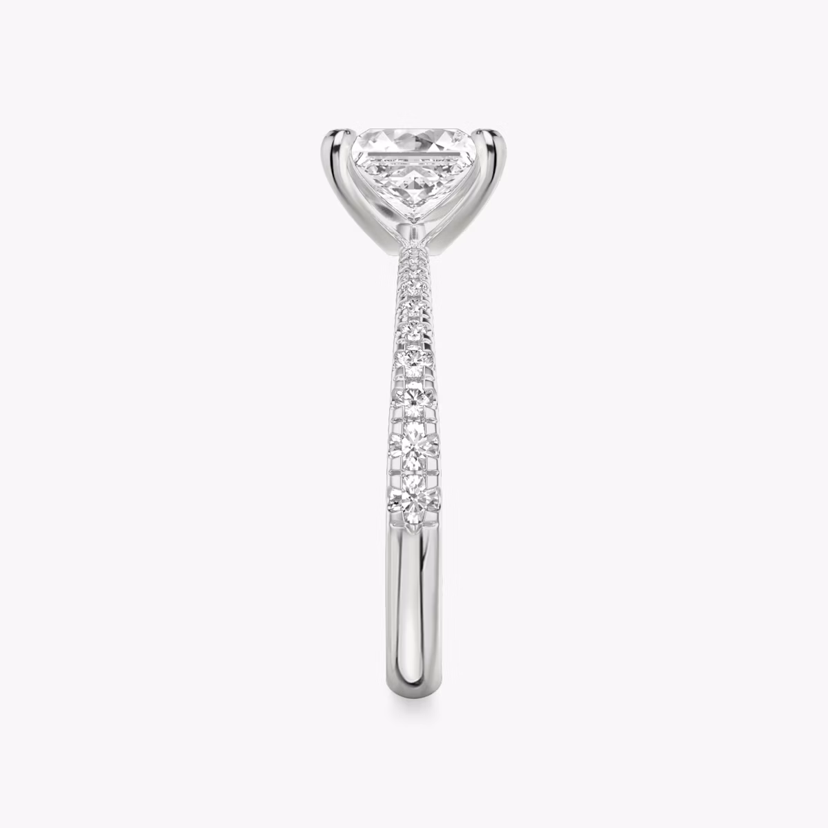 The Tapered Classic | Princess | 18k | White Gold | bandAccent: Pavé | diamondOrientation: vertical | caratWeight: other