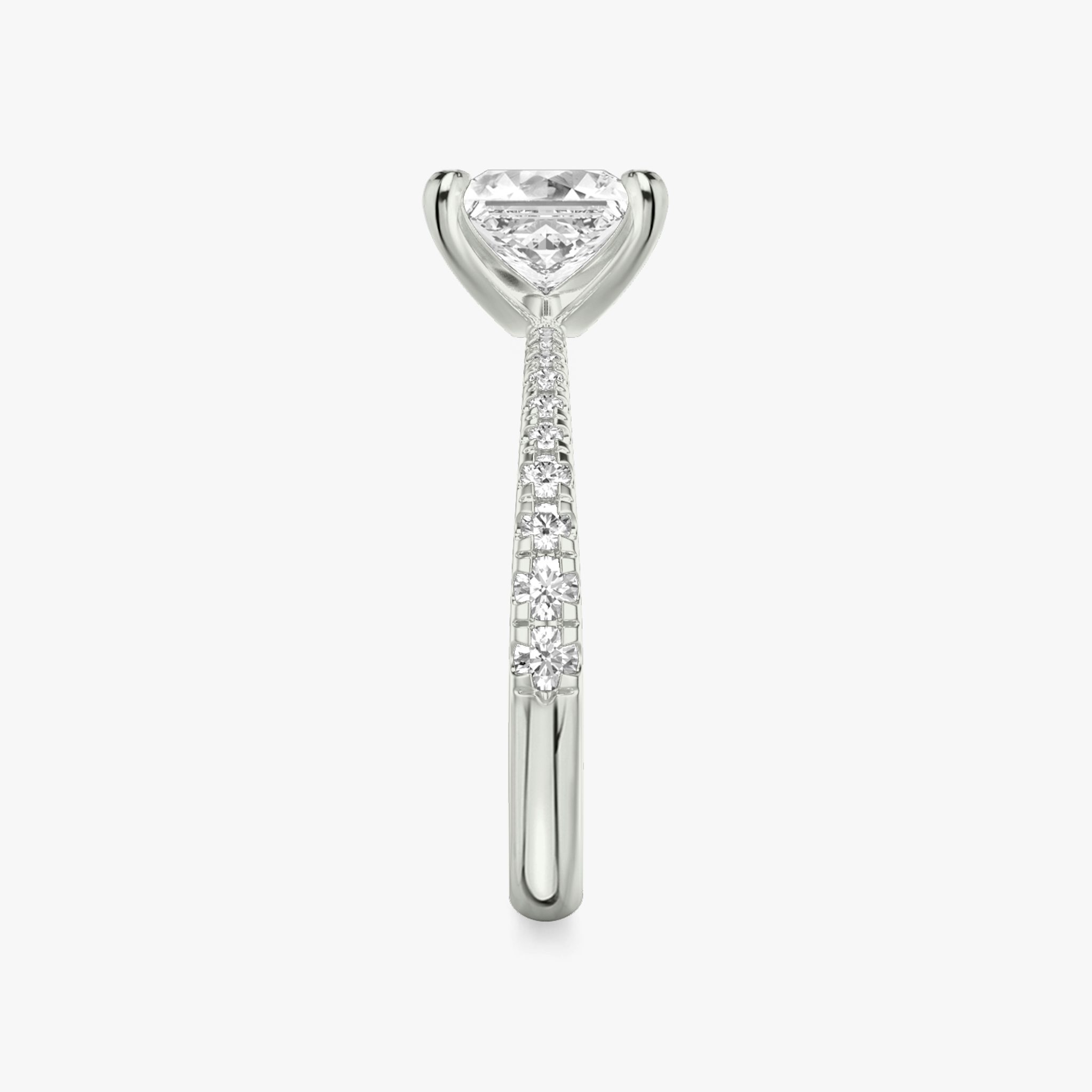The Tapered Classic | Princess | 18k | White Gold | bandAccent: Pavé | diamondOrientation: vertical | caratWeight: other