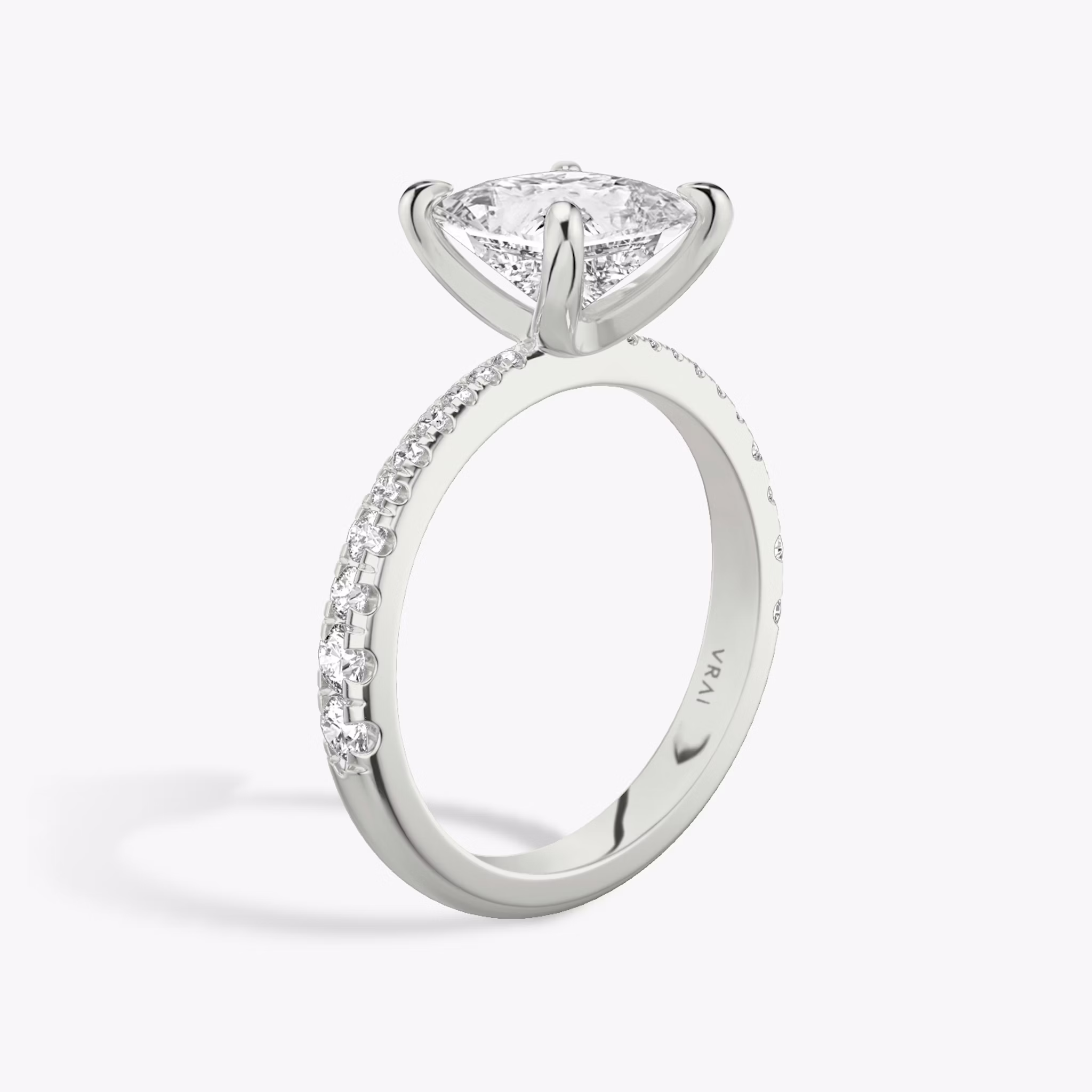 The Tapered Classic | Princess | 18k | White Gold | bandAccent: Pavé | diamondOrientation: vertical | caratWeight: other