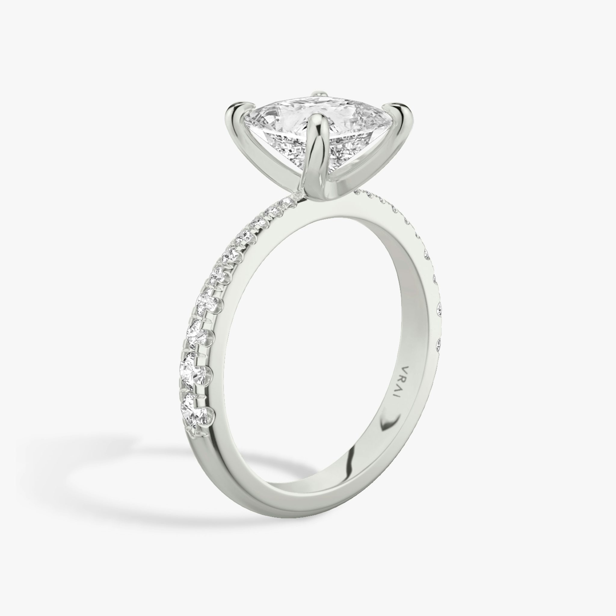 The Tapered Classic | Princess | 18k | White Gold | bandAccent: Pavé | diamondOrientation: vertical | caratWeight: other