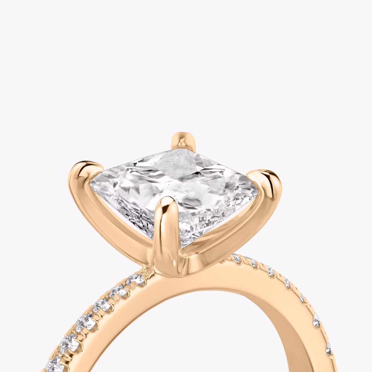 The Tapered Classic | Princess | 14k | Rose Gold | bandAccent: Pavé | diamondOrientation: vertical | caratWeight: other