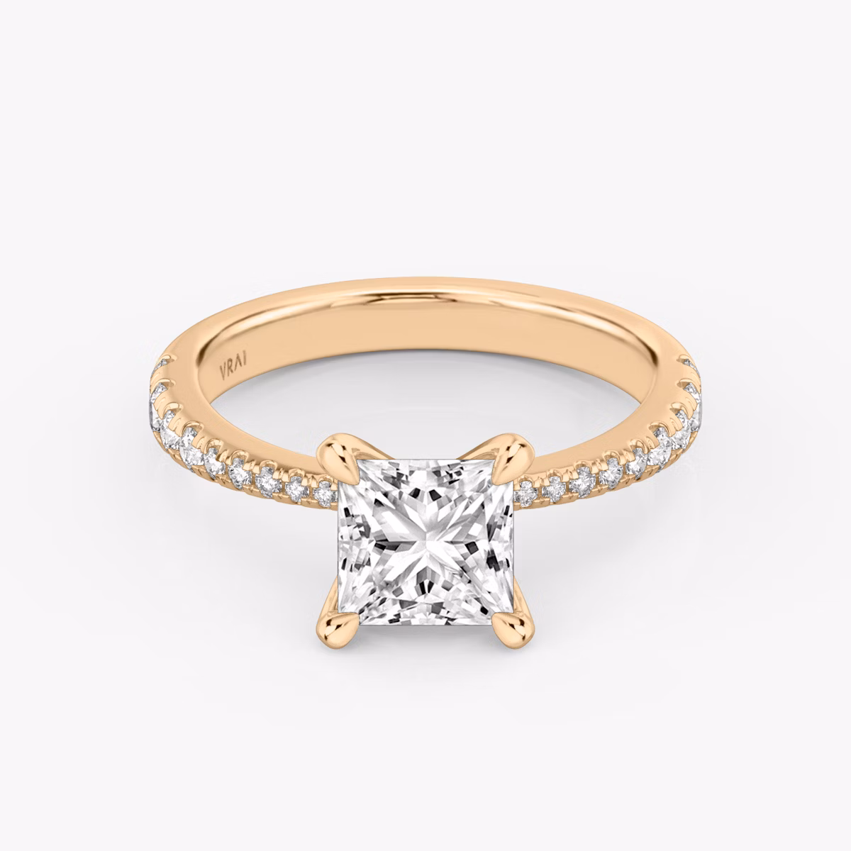 The Tapered Classic | Princess | 14k | Rose Gold | bandAccent: Pavé | diamondOrientation: vertical | caratWeight: other
