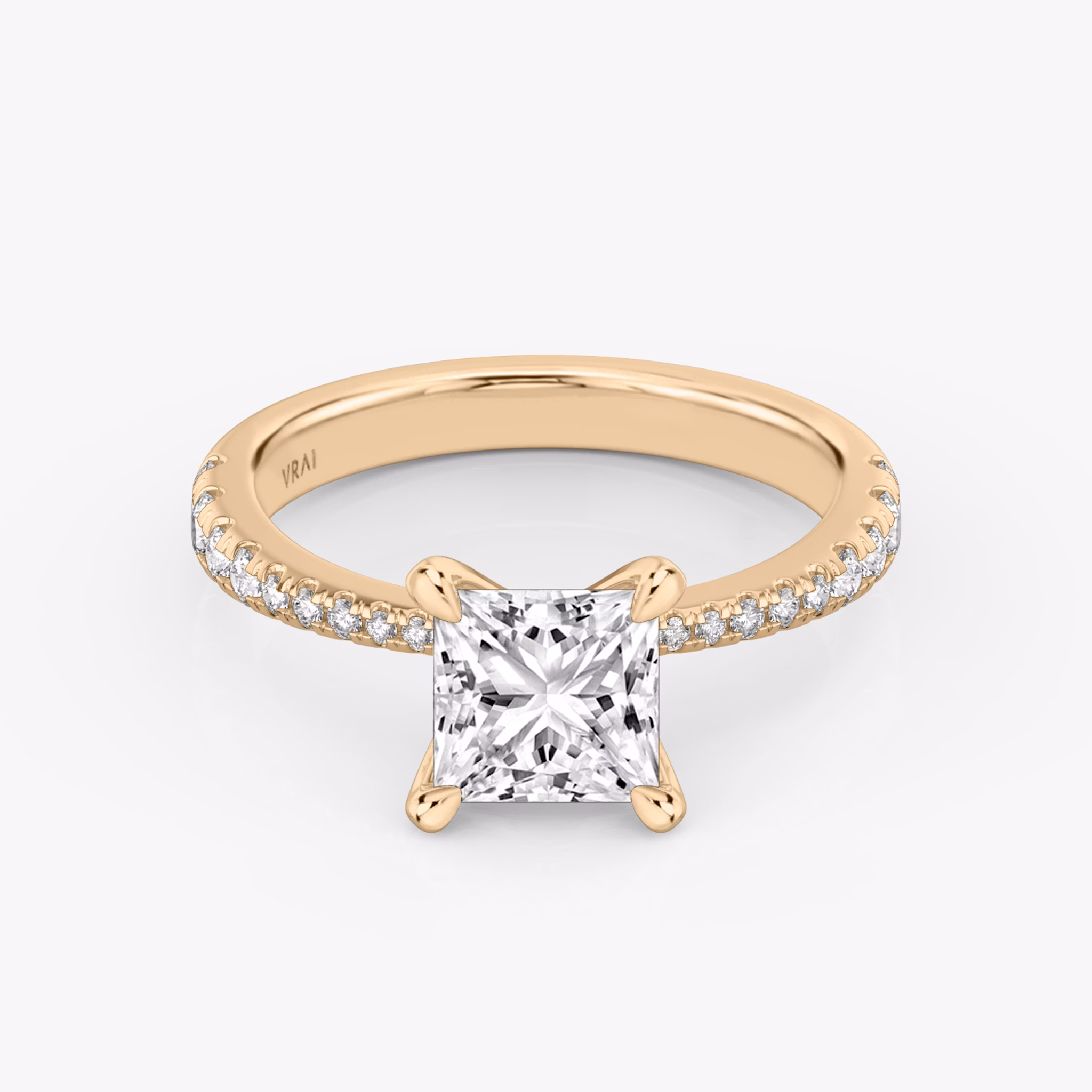 The Tapered Classic | Princess | 14k | Rose Gold | bandAccent: Pavé | diamondOrientation: vertical | caratWeight: other