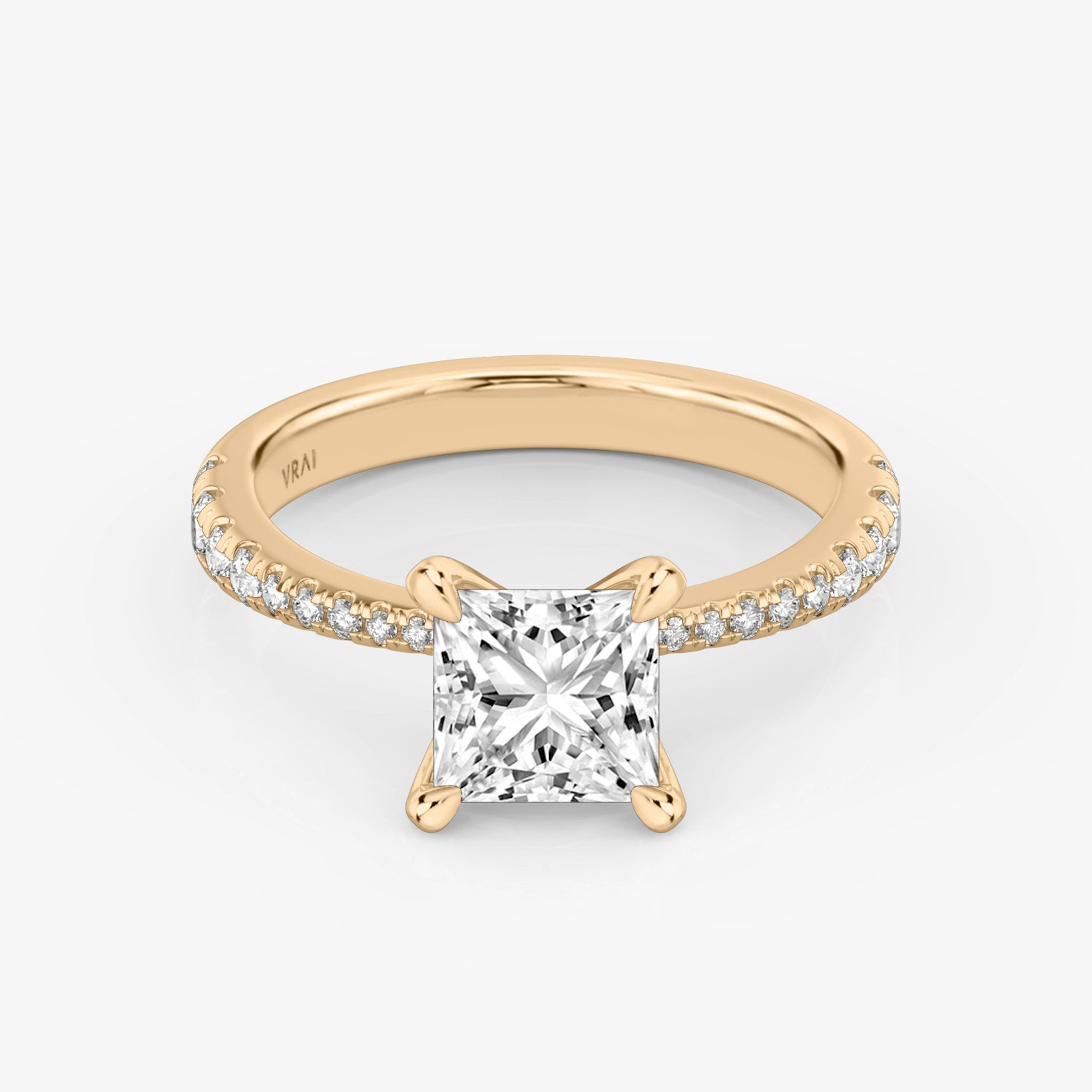 The Tapered Classic | Princess | 14k | Rose Gold | bandAccent: Pavé | diamondOrientation: vertical | caratWeight: other