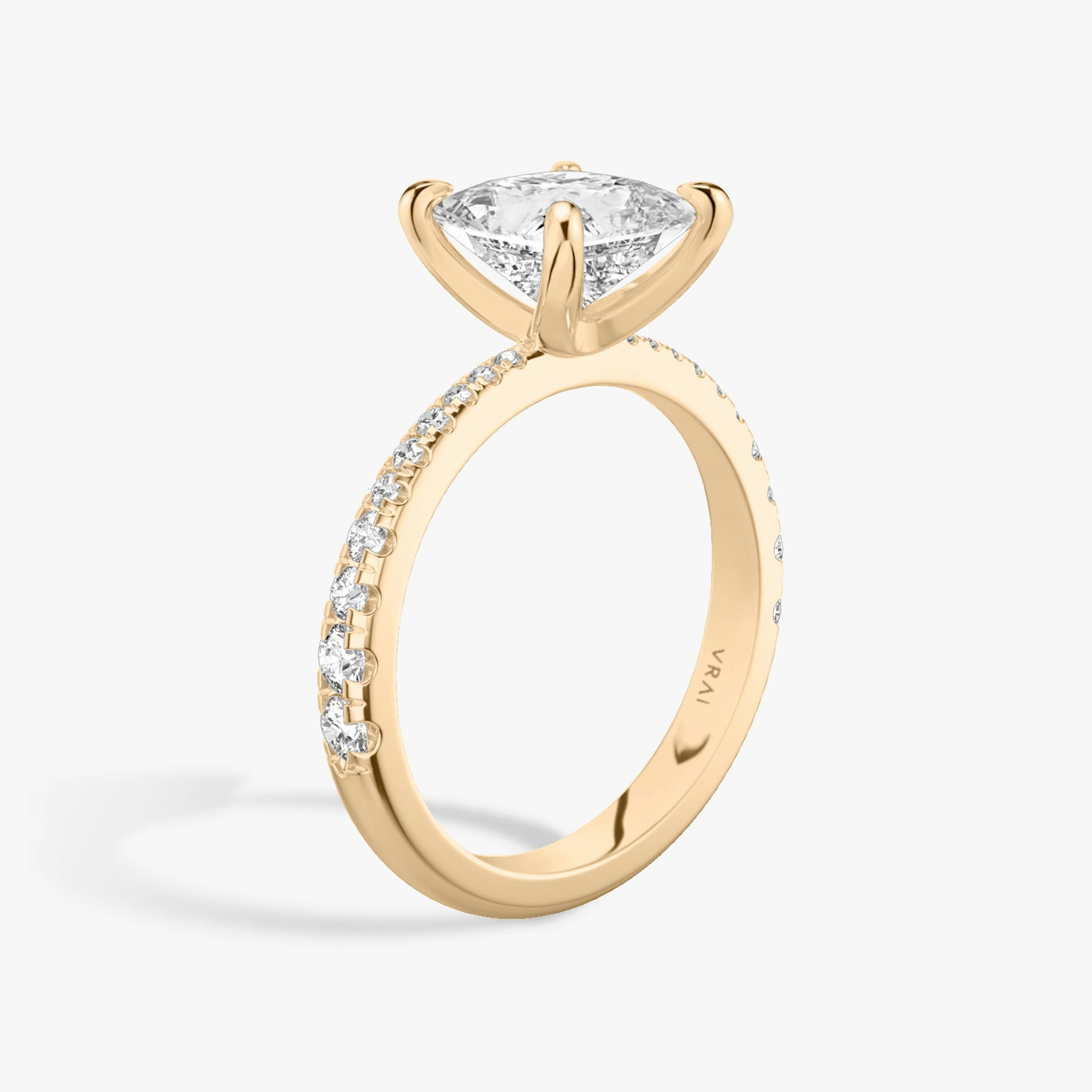 The Tapered Classic | Princess | 14k | Rose Gold | bandAccent: Pavé | diamondOrientation: vertical | caratWeight: other