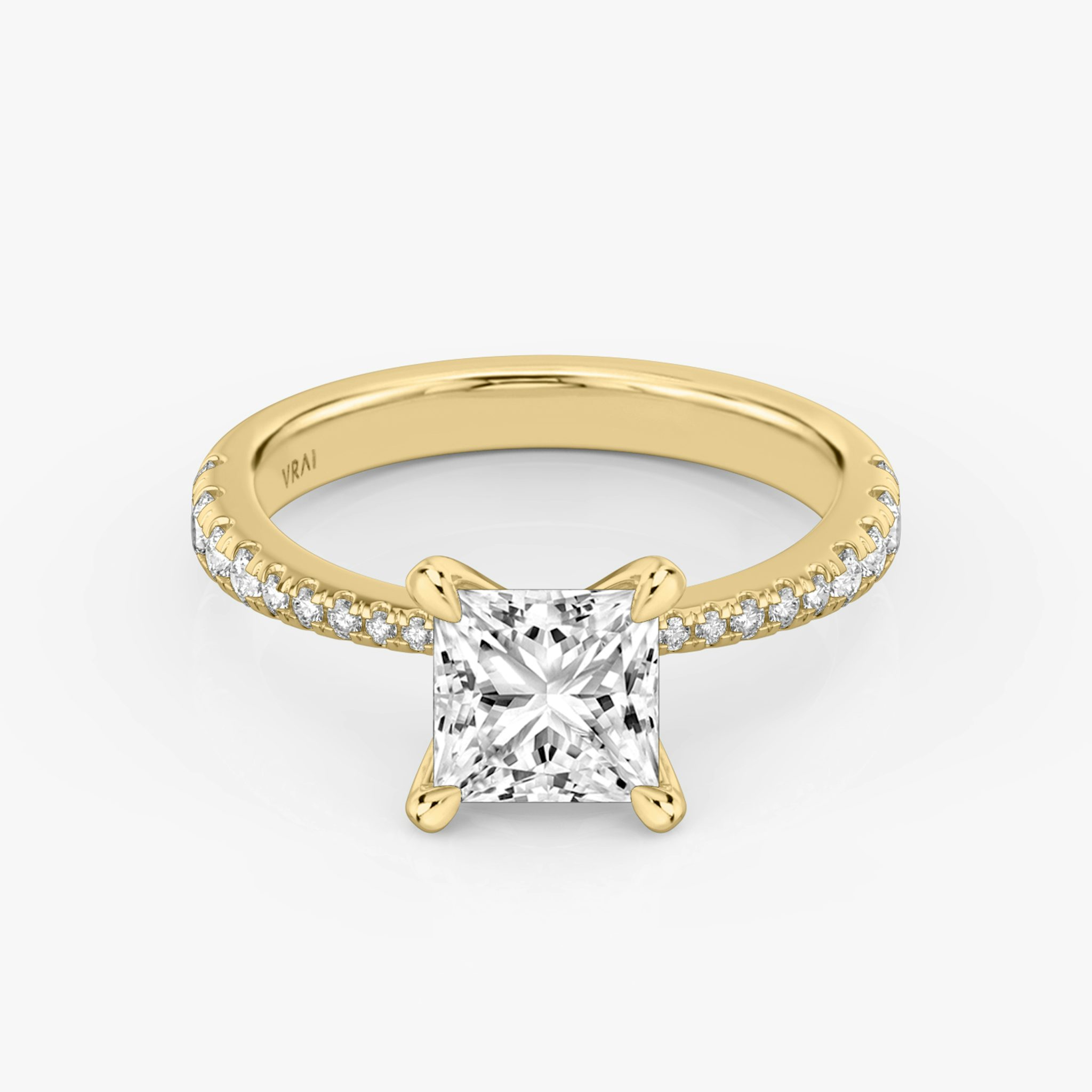The Tapered Classic | Princess | 18k | Yellow Gold | bandAccent: Pavé | diamondOrientation: vertical | caratWeight: other