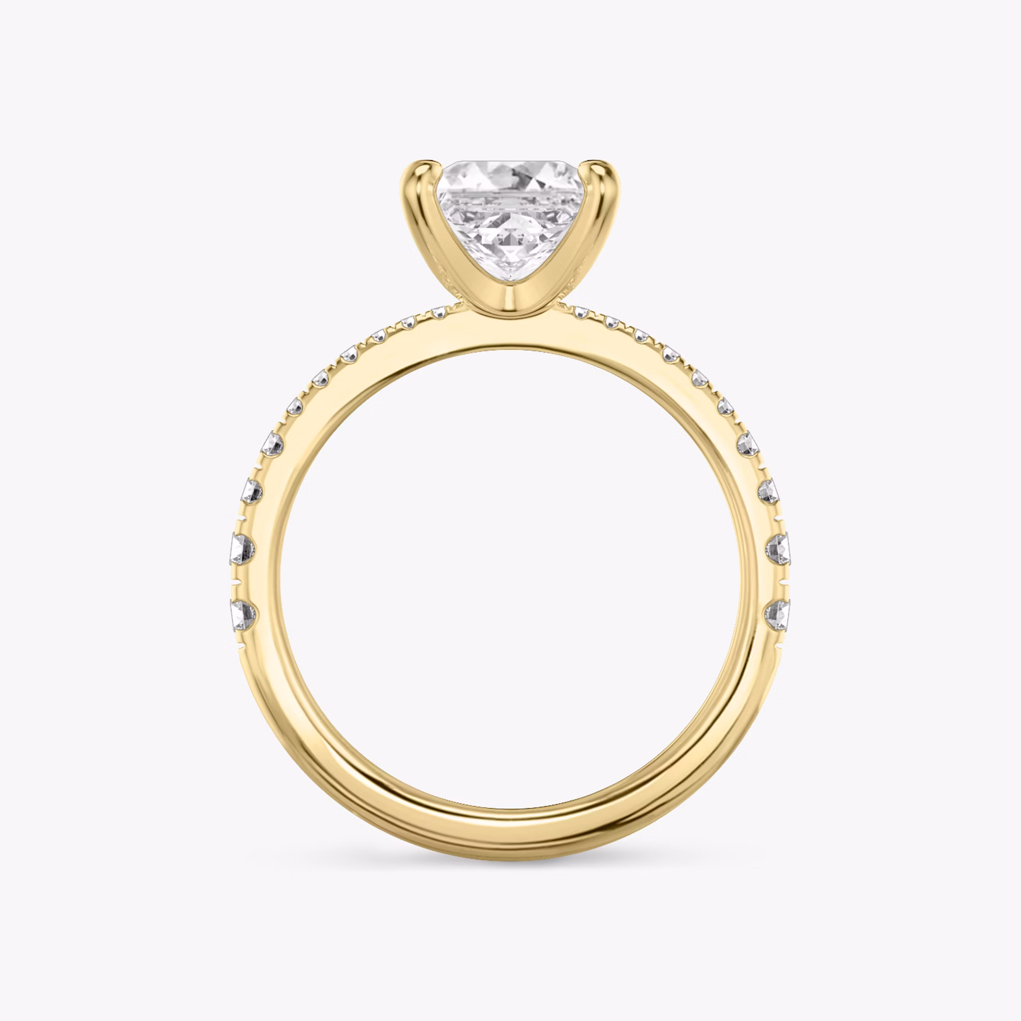 The Tapered Classic | Princess | 18k | Yellow Gold | bandAccent: Pavé | diamondOrientation: vertical | caratWeight: other