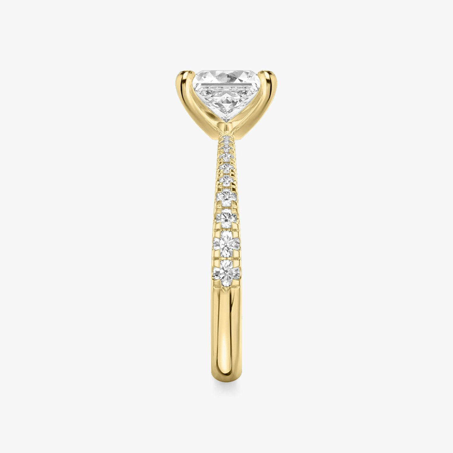 The Tapered Classic | Princess | 18k | Yellow Gold | bandAccent: Pavé | diamondOrientation: vertical | caratWeight: other
