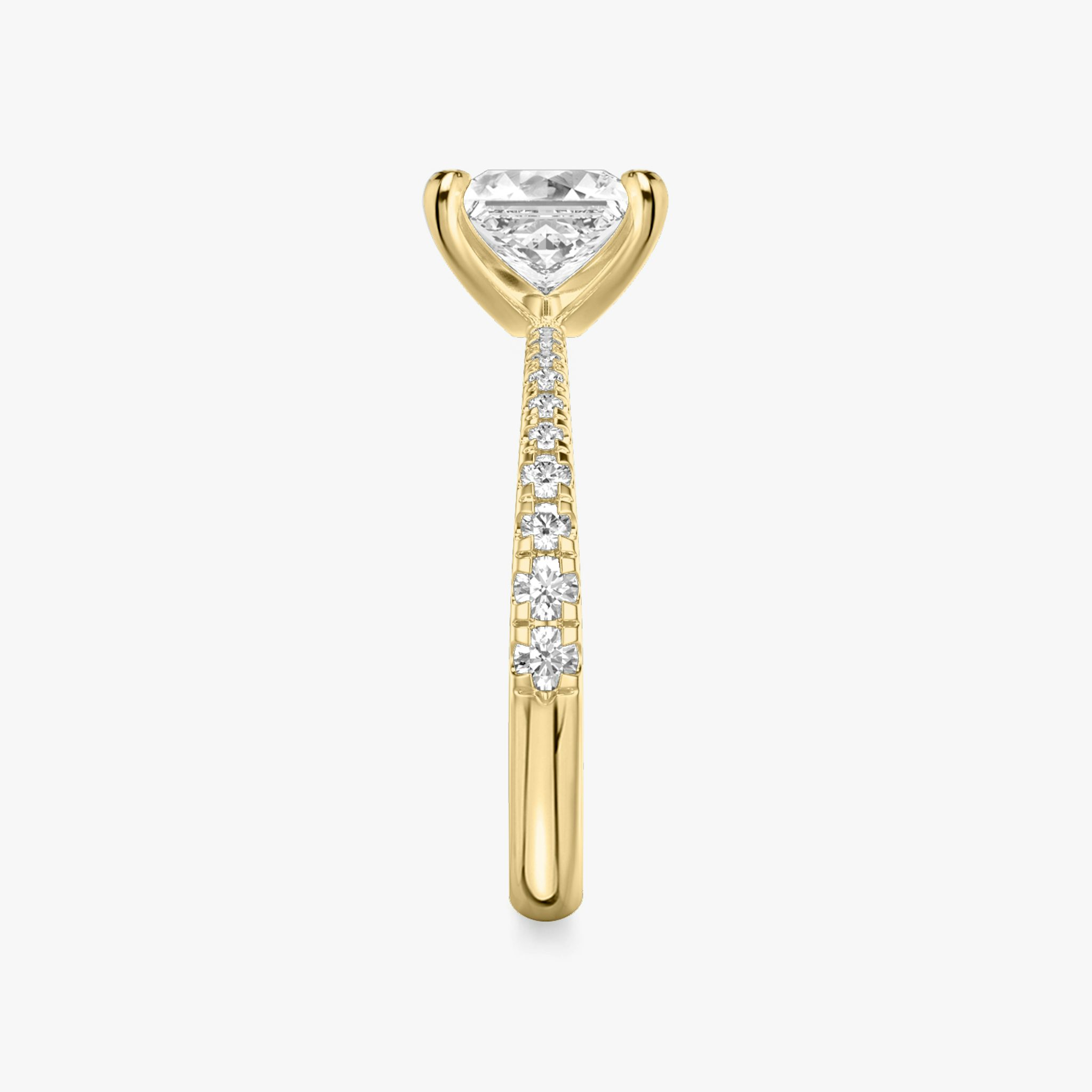 The Tapered Classic | Princess | 18k | Yellow Gold | bandAccent: Pavé | diamondOrientation: vertical | caratWeight: other