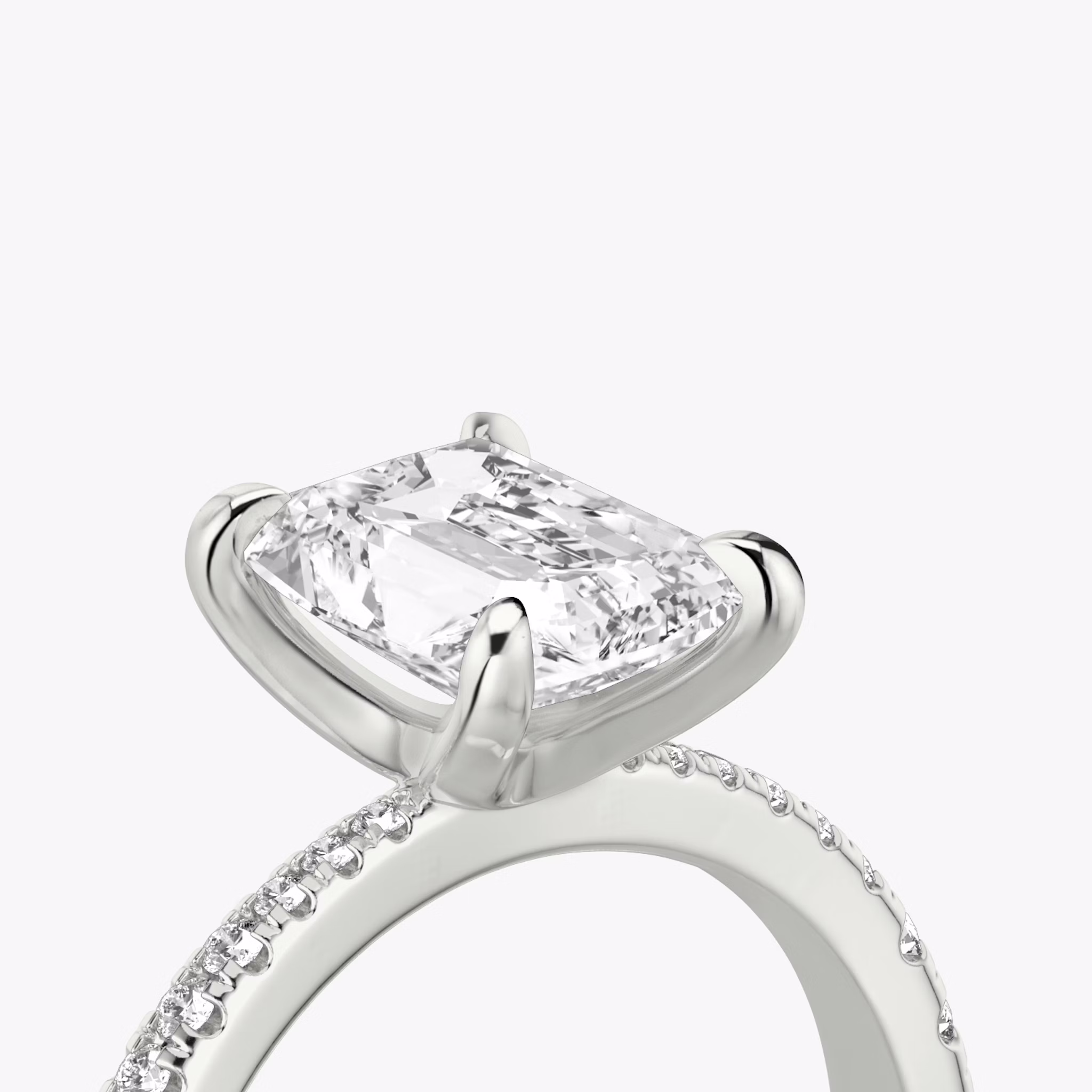 The Tapered Classic | Radiant | 18k | White Gold | bandAccent: Pavé | diamondOrientation: vertical | caratWeight: other