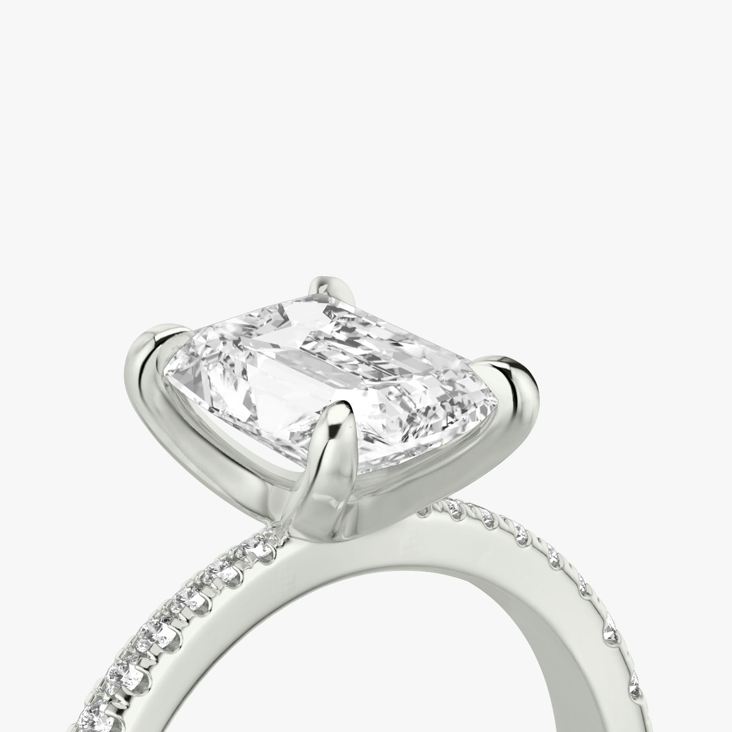 The Tapered Classic | Radiant | Platinum | bandAccent: Pavé | diamondOrientation: vertical | caratWeight: other