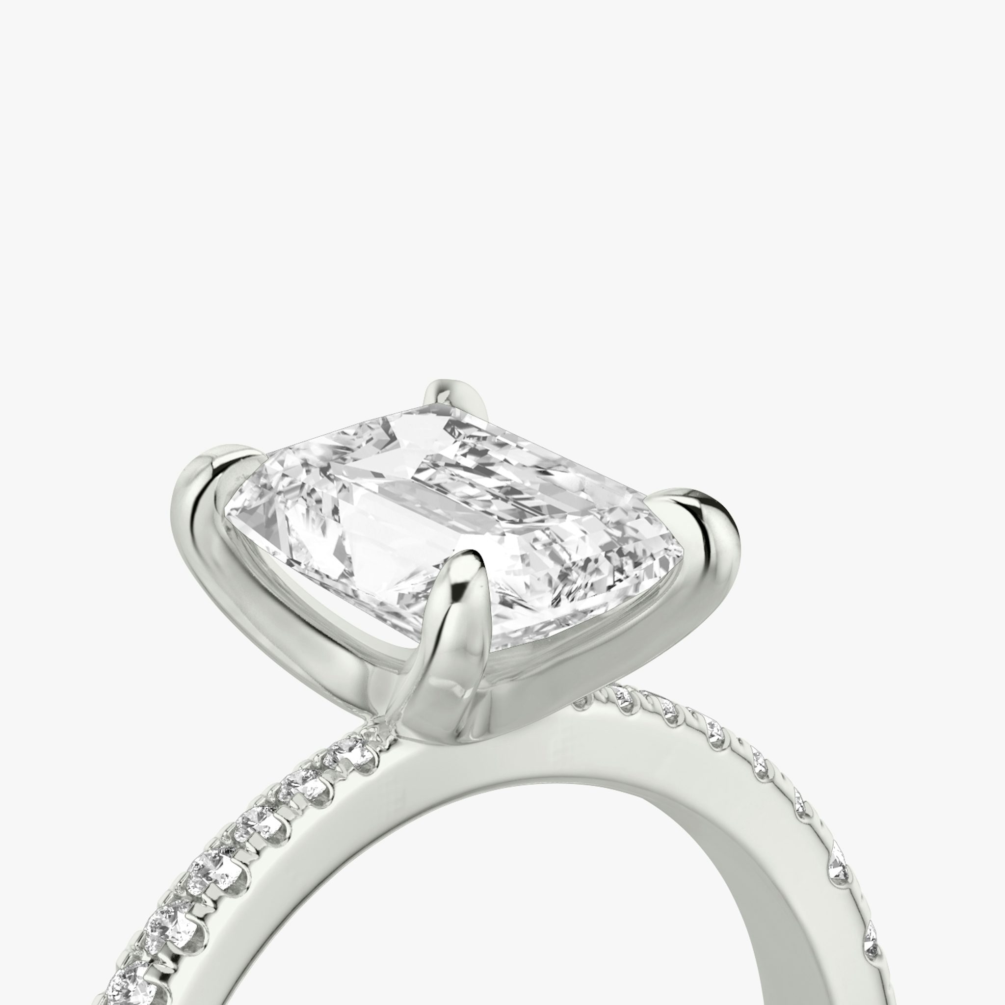 The Tapered Classic | Radiant | 18k | White Gold | bandAccent: Pavé | diamondOrientation: vertical | caratWeight: other