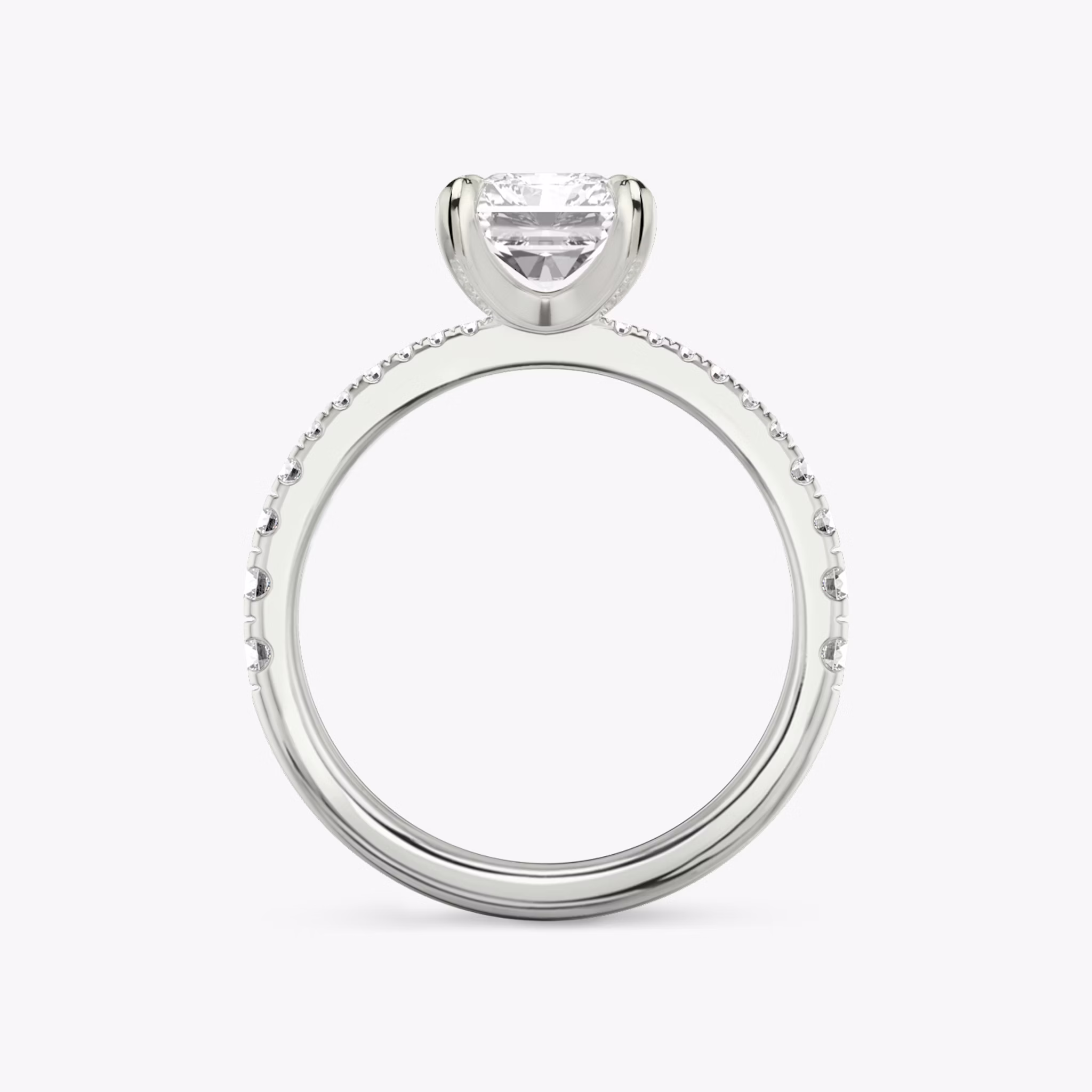 The Tapered Classic | Radiant | 18k | White Gold | bandAccent: Pavé | diamondOrientation: vertical | caratWeight: other
