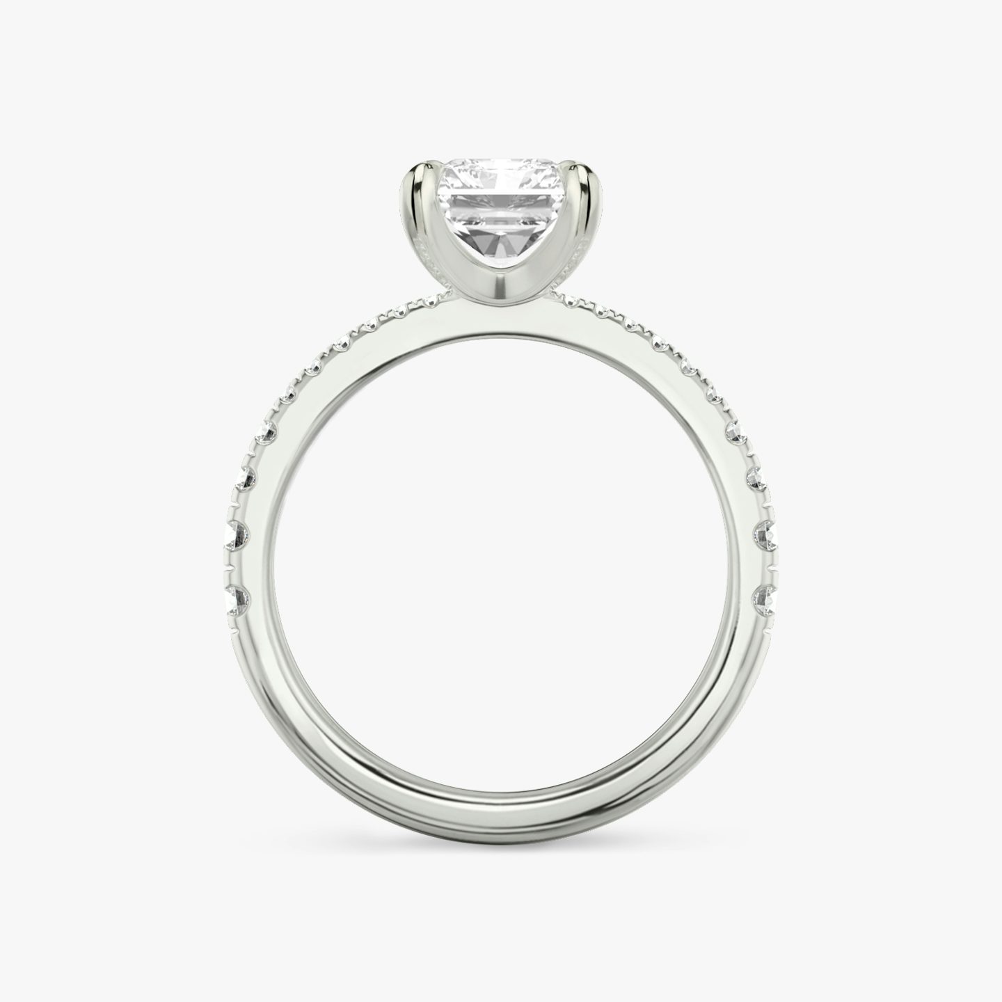 The Tapered Classic | Radiant | Platinum | bandAccent: Pavé | diamondOrientation: vertical | caratWeight: other