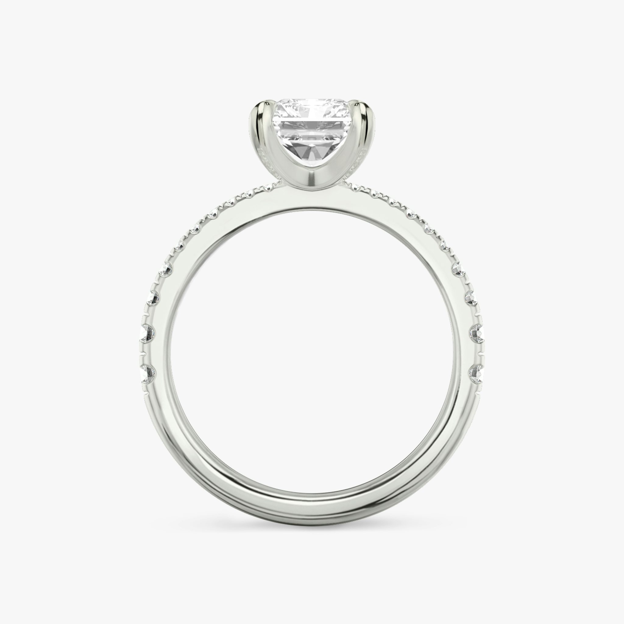 The Tapered Classic | Radiant | 18k | White Gold | bandAccent: Pavé | diamondOrientation: vertical | caratWeight: other