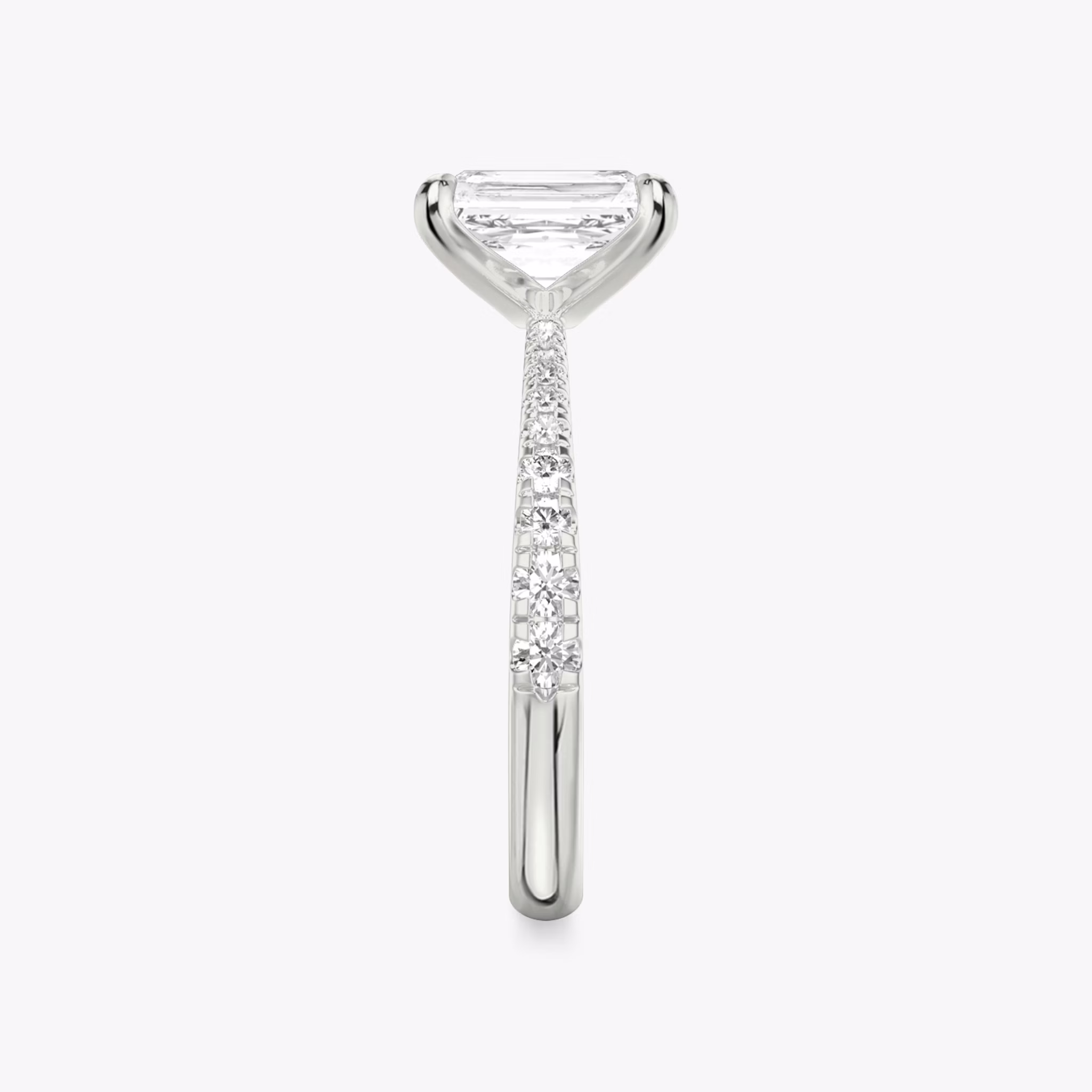 The Tapered Classic | Radiant | 18k | White Gold | bandAccent: Pavé | diamondOrientation: vertical | caratWeight: other