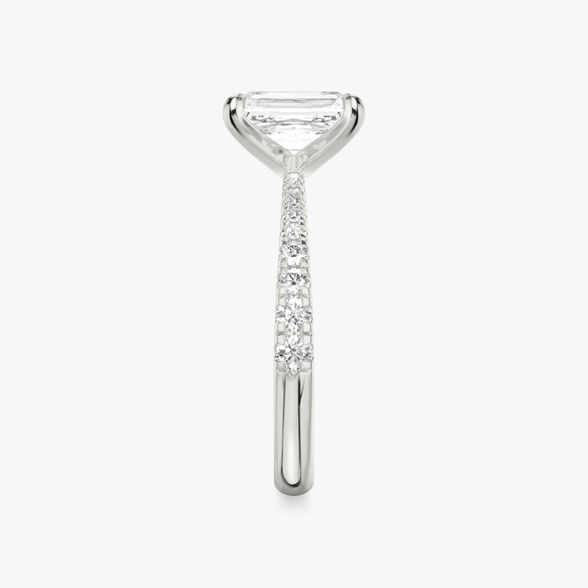 The Tapered Classic | Radiant | 18k | White Gold | bandAccent: Pavé | diamondOrientation: vertical | caratWeight: other