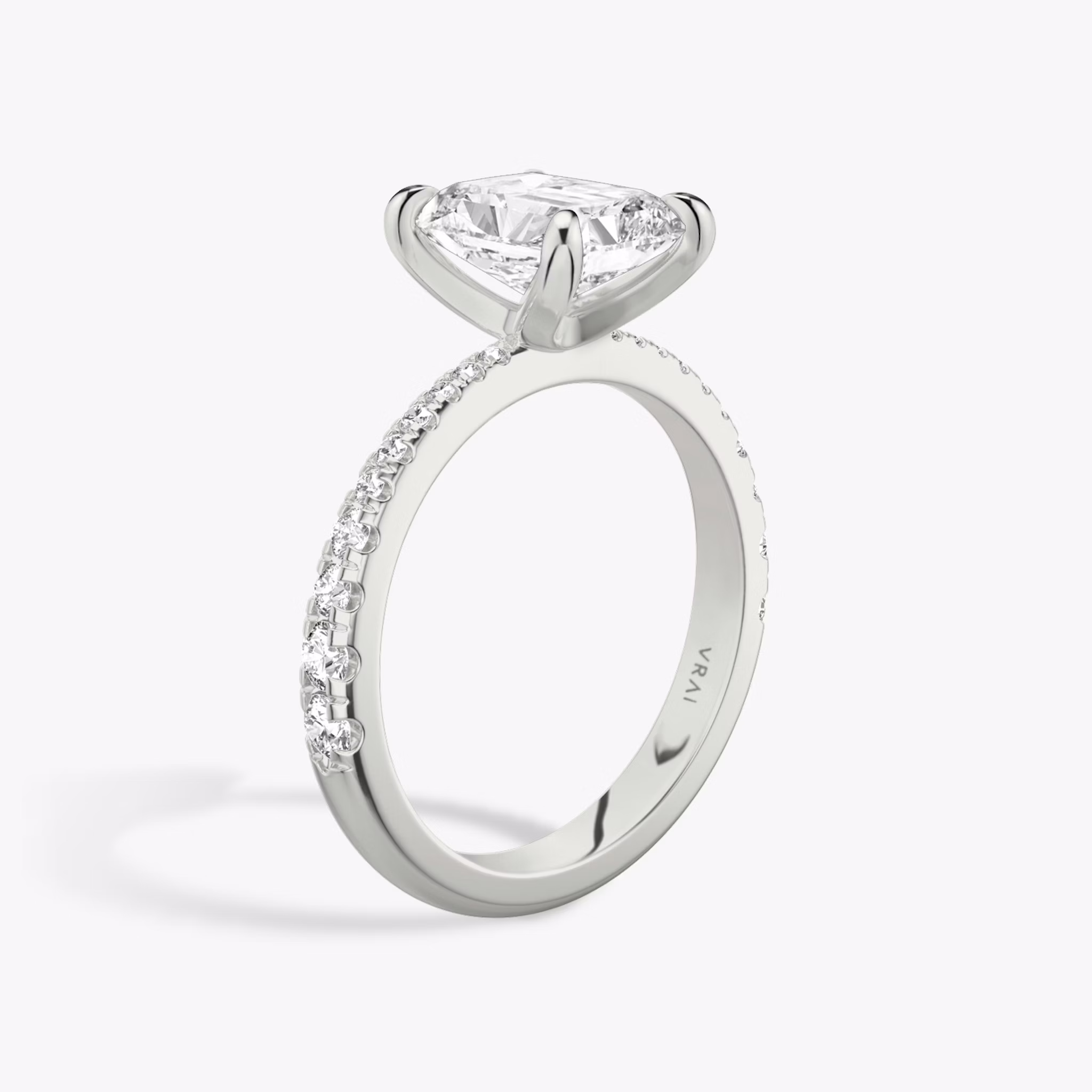 The Tapered Classic | Radiant | 18k | White Gold | bandAccent: Pavé | diamondOrientation: vertical | caratWeight: other