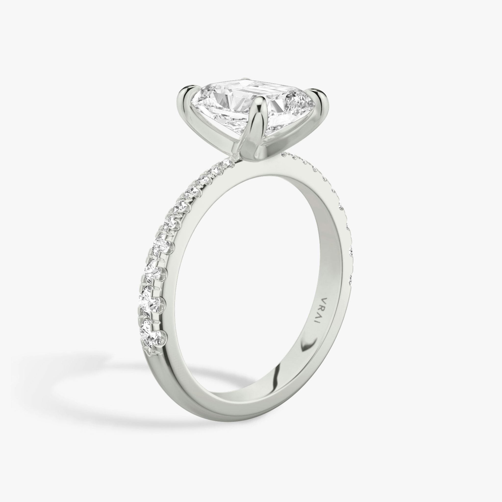 The Tapered Classic | Radiant | 18k | White Gold | bandAccent: Pavé | diamondOrientation: vertical | caratWeight: other