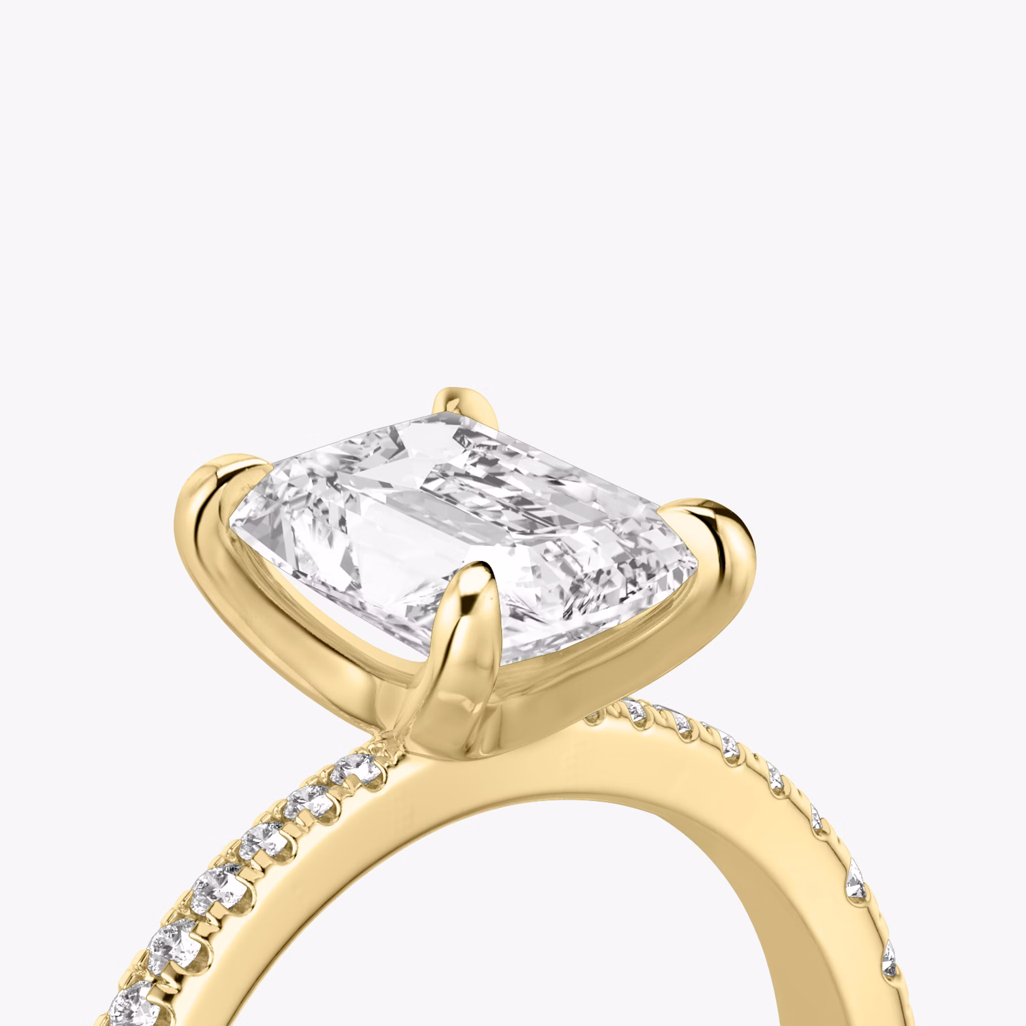 The Tapered Classic | Radiant | 18k | Yellow Gold | bandAccent: Pavé | diamondOrientation: vertical | caratWeight: other