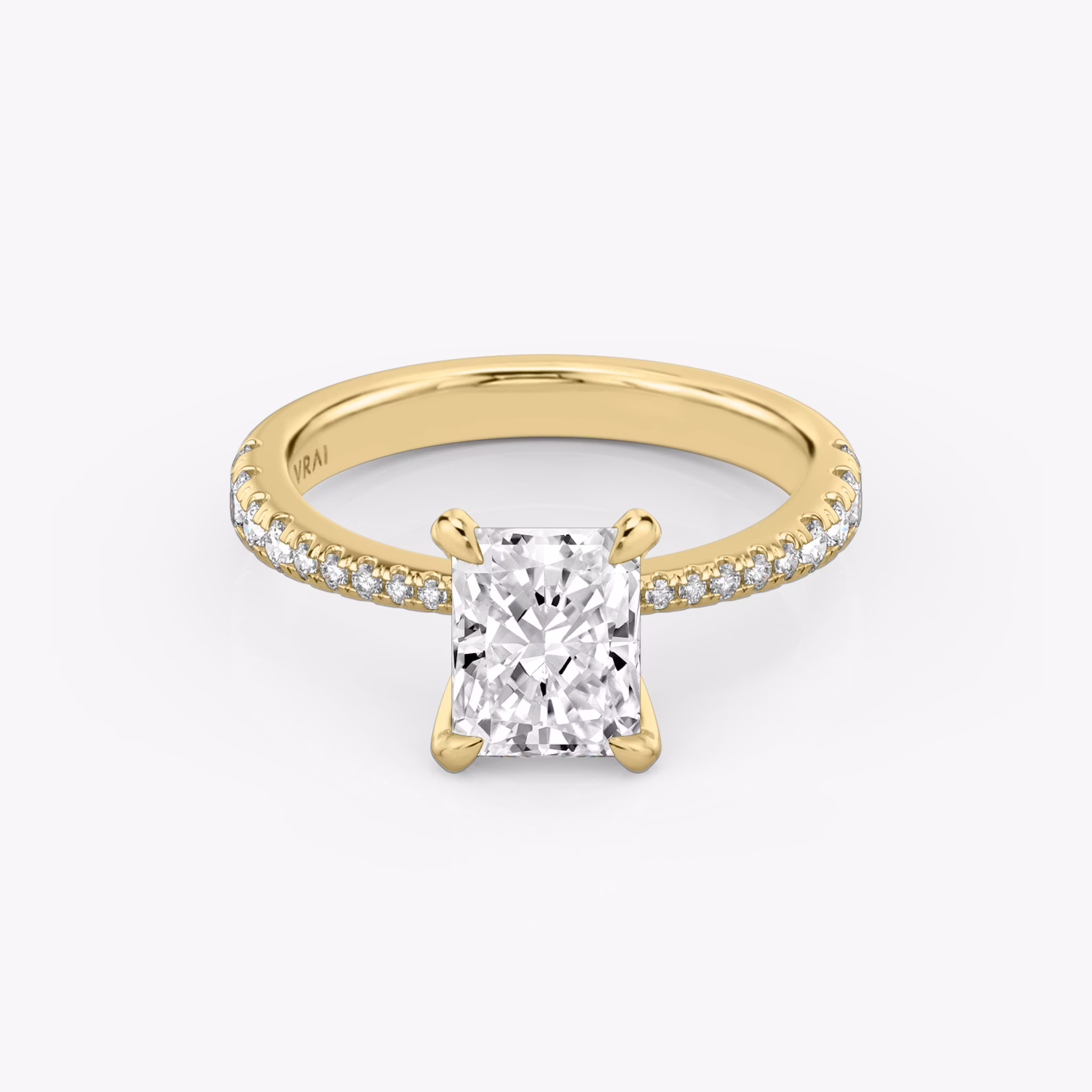 The Tapered Classic | Radiant | 18k | Yellow Gold | bandAccent: Pavé | diamondOrientation: vertical | caratWeight: other