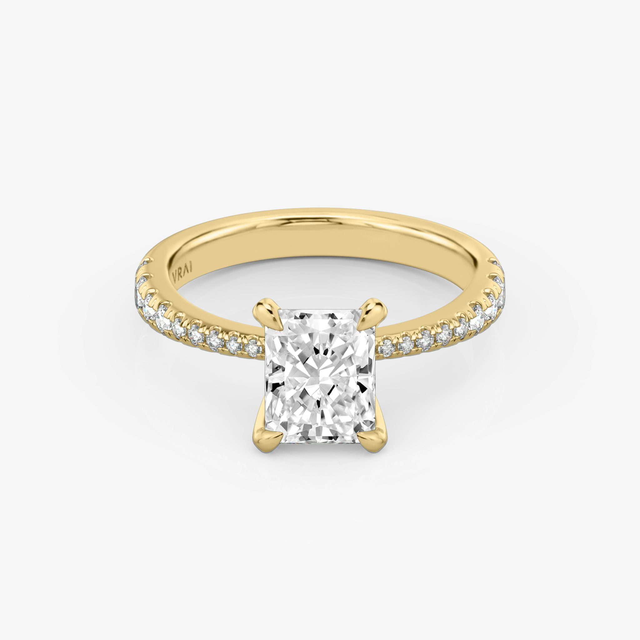 The Tapered Classic | Radiant | 18k | Yellow Gold | bandAccent: Pavé | diamondOrientation: vertical | caratWeight: other