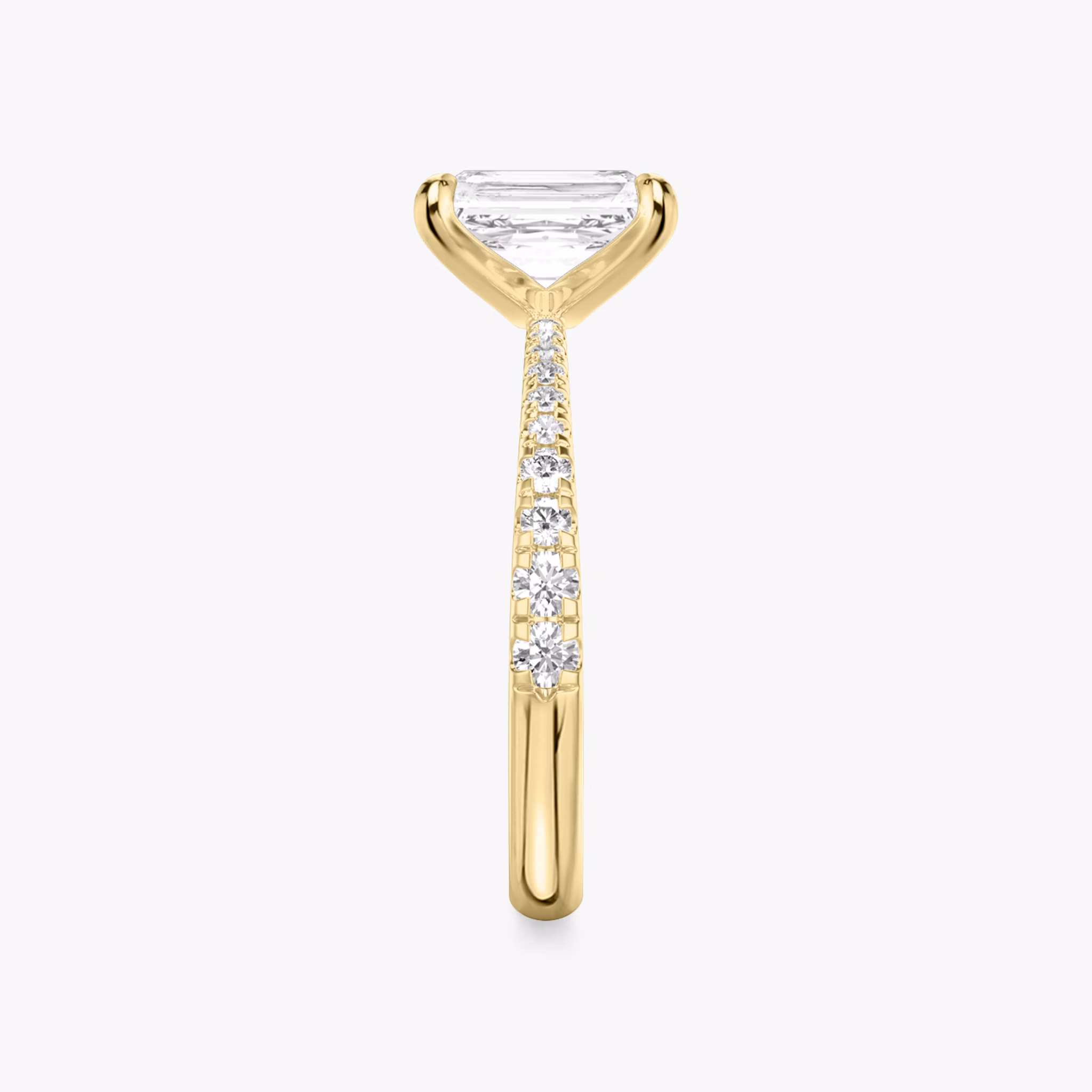 The Tapered Classic | Radiant | 18k | Yellow Gold | bandAccent: Pavé | diamondOrientation: vertical | caratWeight: other