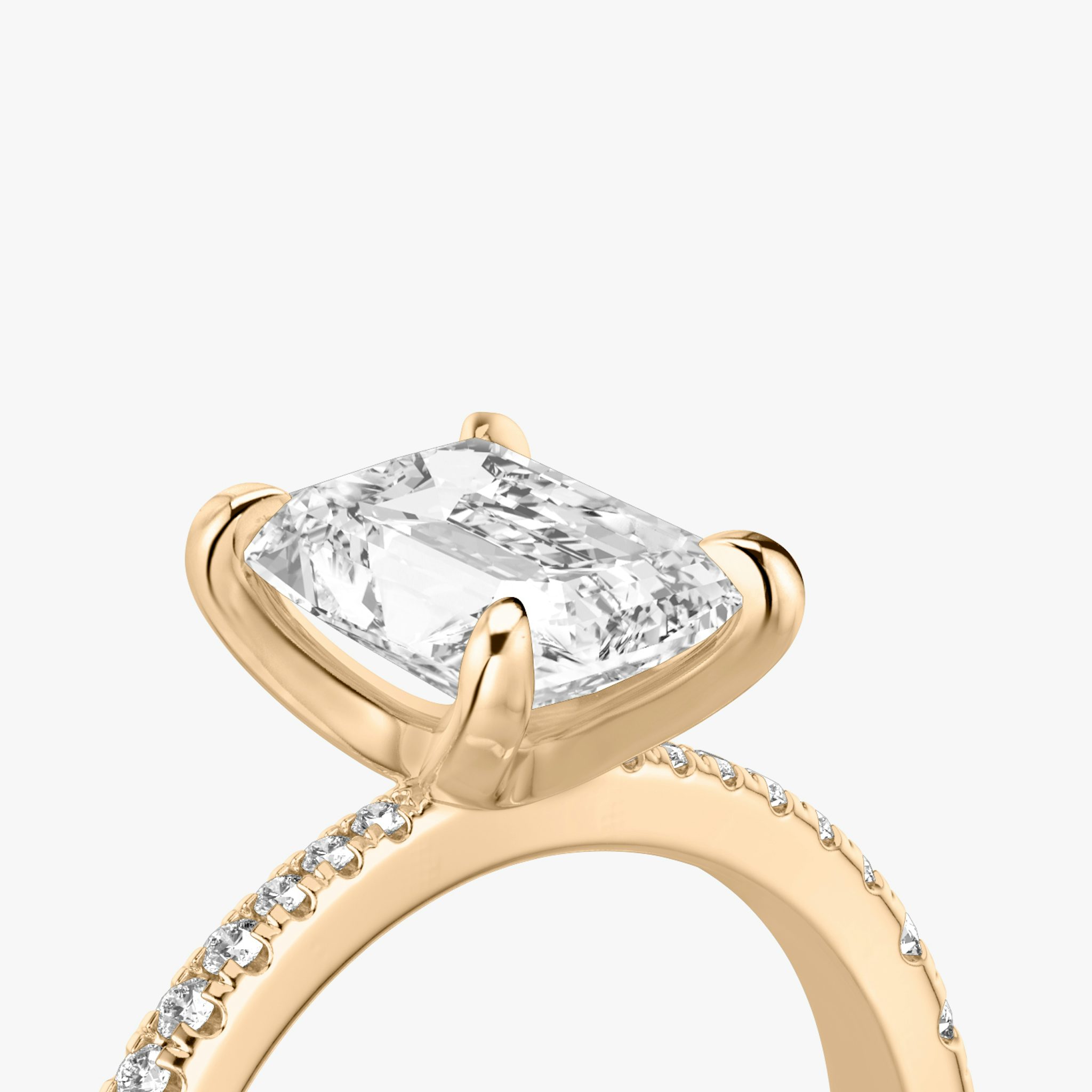The Tapered Classic | Radiant | 14k | Rose Gold | bandAccent: Pavé | diamondOrientation: vertical | caratWeight: other