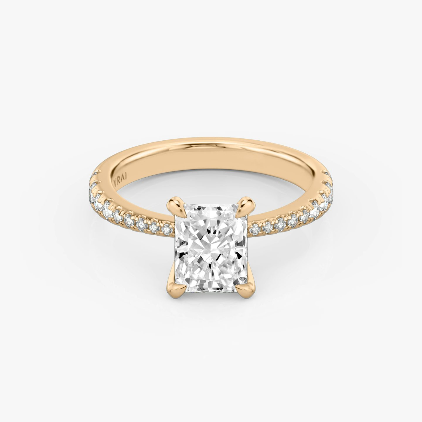 The Tapered Classic | Radiant | 14k | Rose Gold | bandAccent: Pavé | diamondOrientation: vertical | caratWeight: other