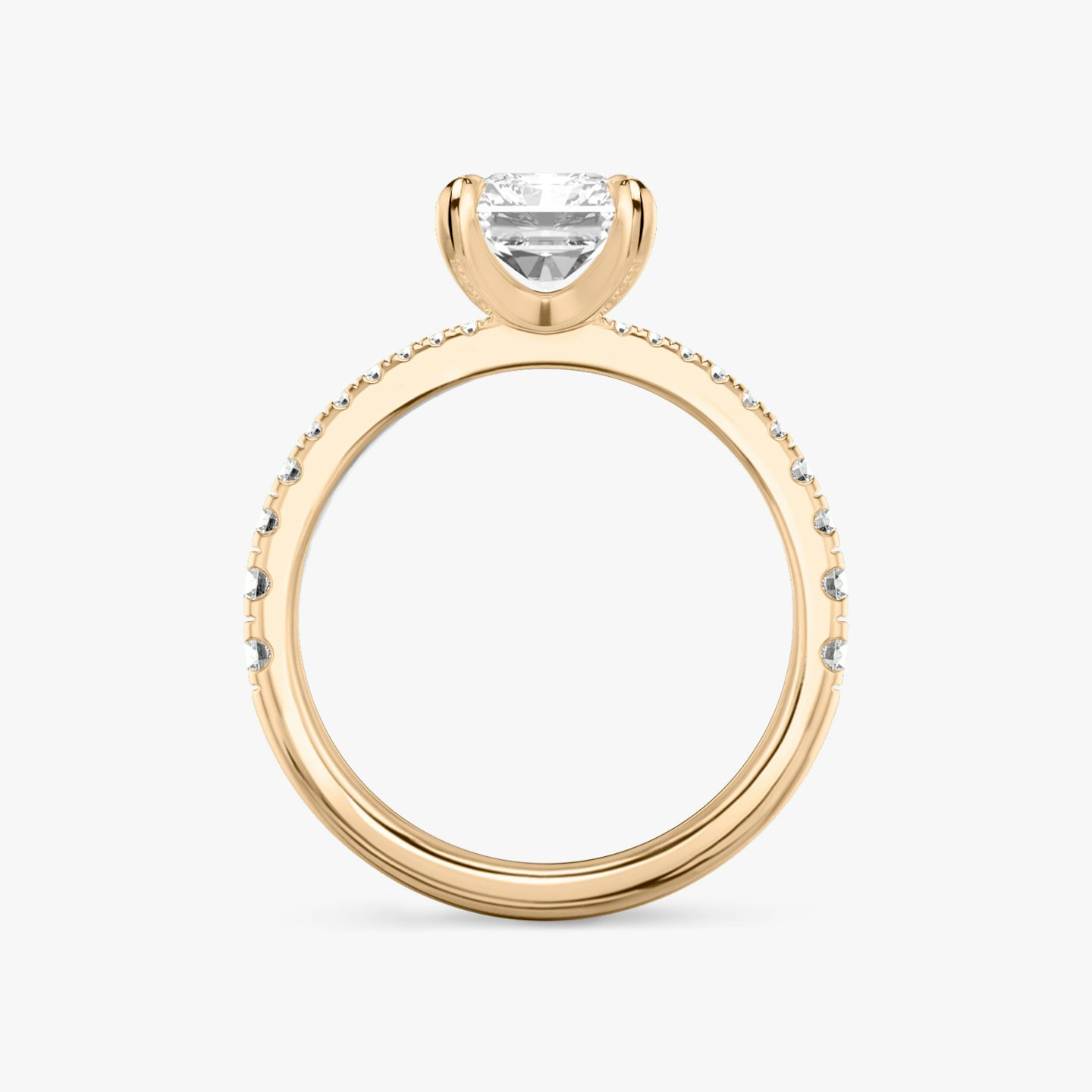 The Tapered Classic | Radiant | 14k | Rose Gold | bandAccent: Pavé | diamondOrientation: vertical | caratWeight: other