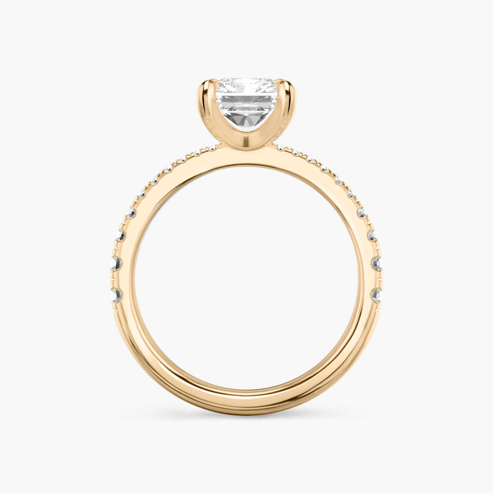 The Tapered Classic | Radiant | 14k | Rose Gold | bandAccent: Pavé | diamondOrientation: vertical | caratWeight: other