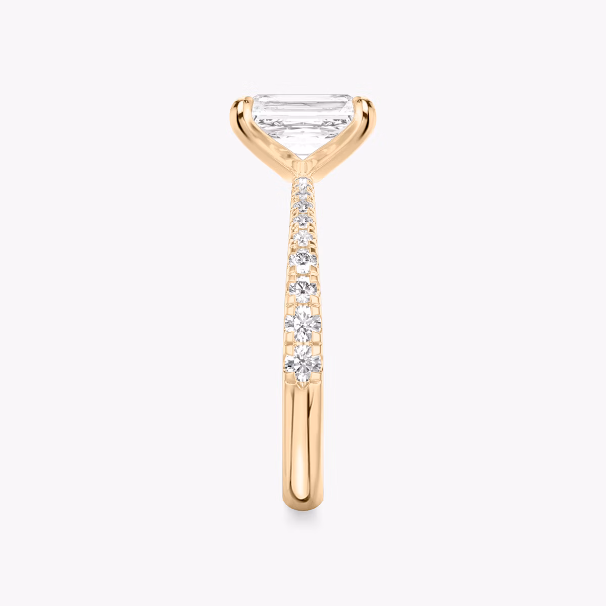 The Tapered Classic | Radiant | 14k | Rose Gold | bandAccent: Pavé | diamondOrientation: vertical | caratWeight: other