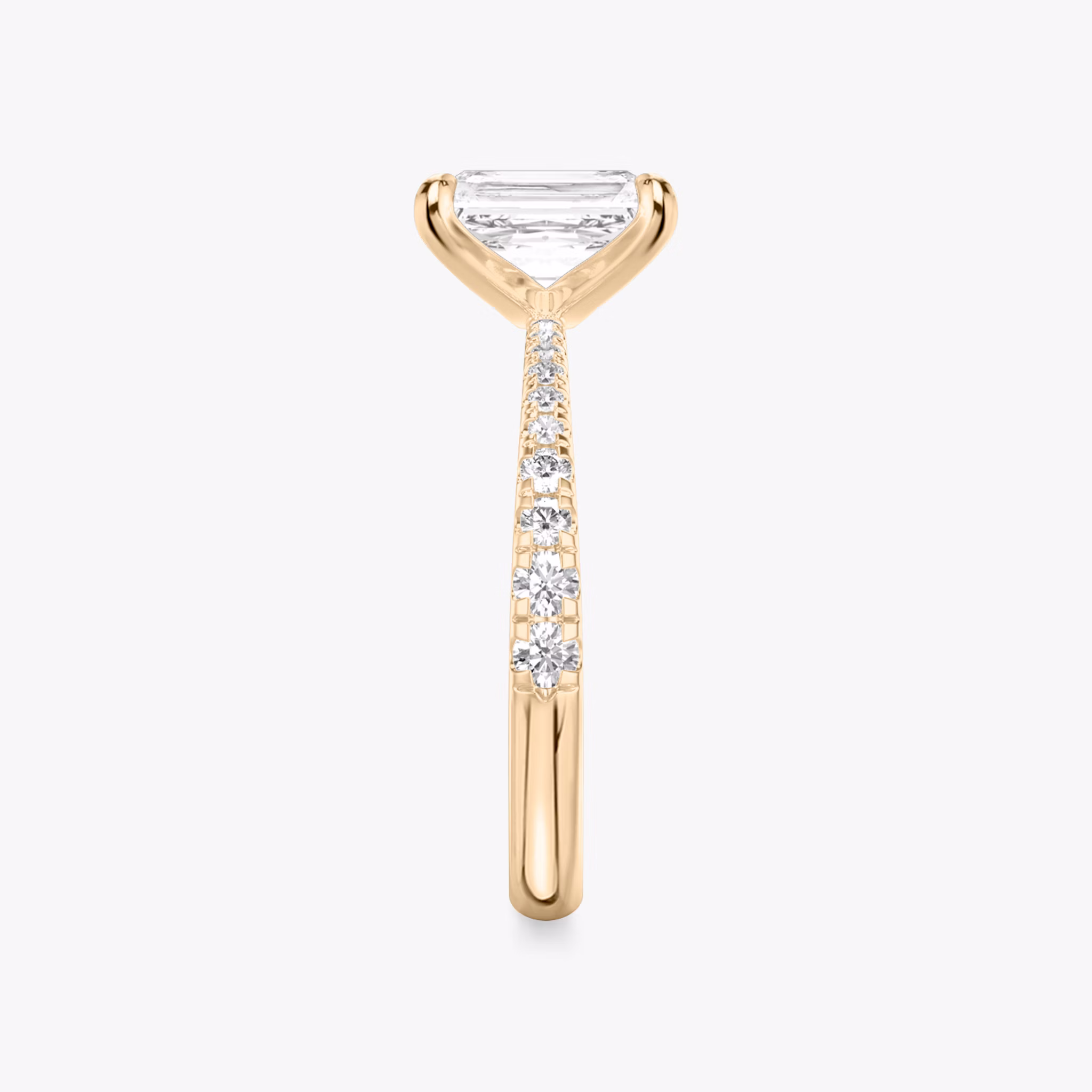 The Tapered Classic | Radiant | 14k | Rose Gold | bandAccent: Pavé | diamondOrientation: vertical | caratWeight: other
