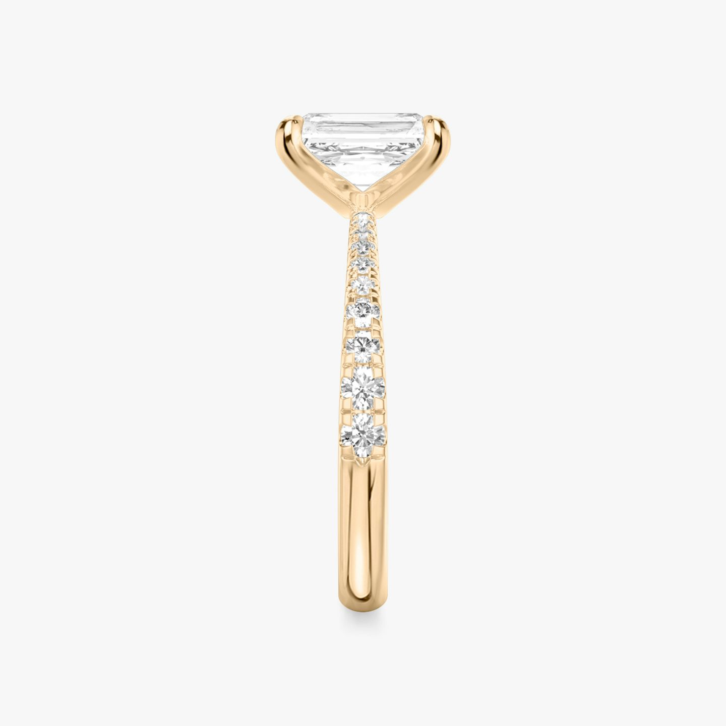 The Tapered Classic | Radiant | 14k | Rose Gold | bandAccent: Pavé | diamondOrientation: vertical | caratWeight: other