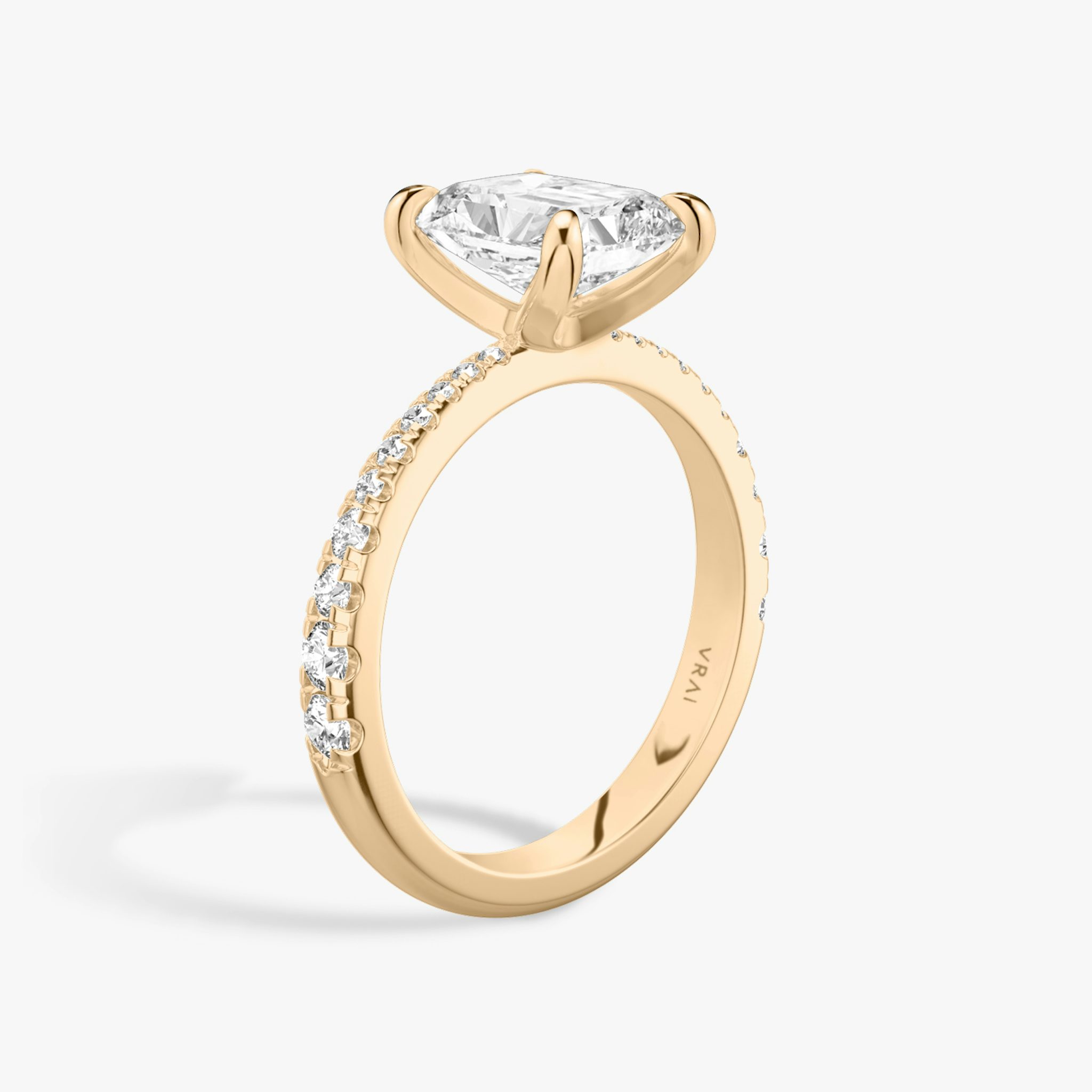 The Tapered Classic | Radiant | 14k | Rose Gold | bandAccent: Pavé | diamondOrientation: vertical | caratWeight: other