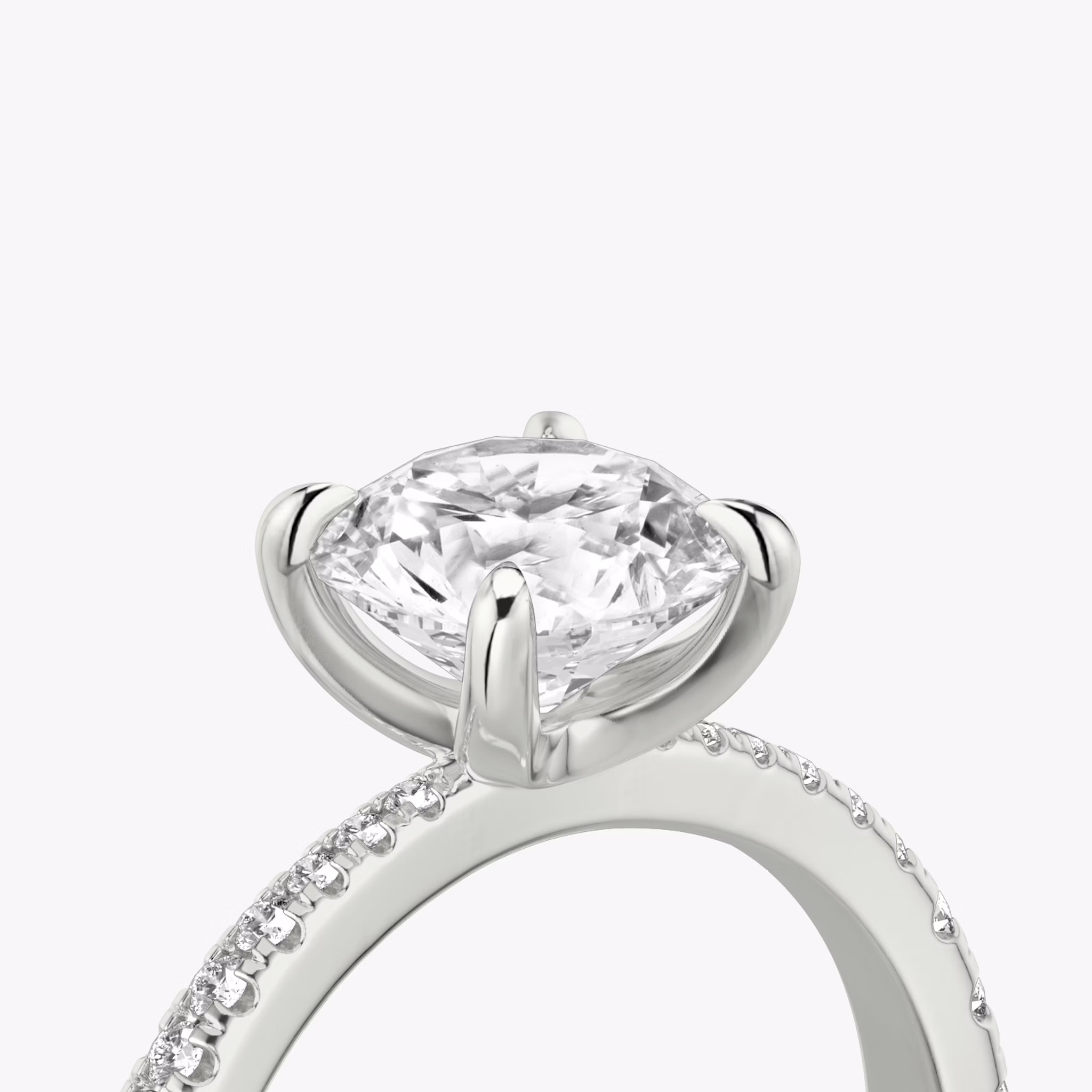 The Tapered Classic | Round Brilliant | 18k | White Gold | bandAccent: Pavé | caratWeight: 2.0ct | diamondOrientation: vertical