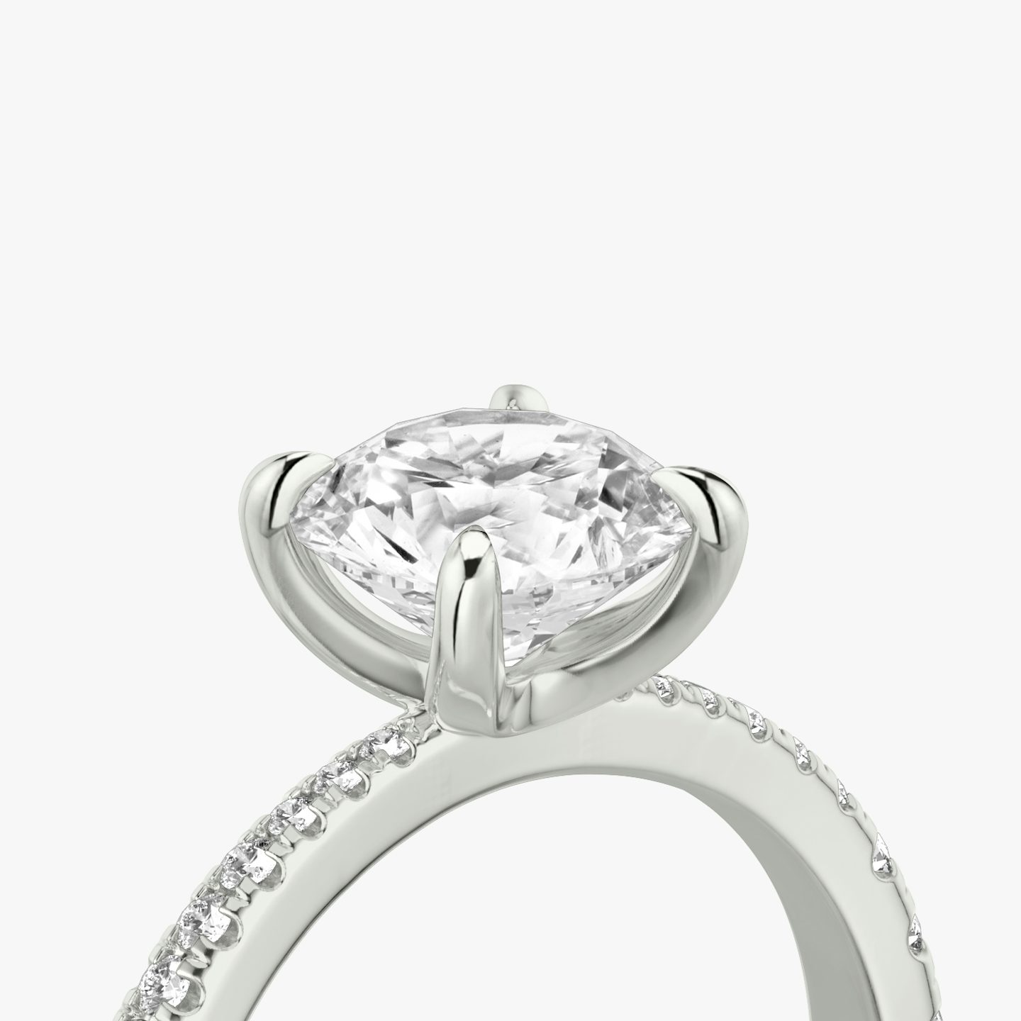 The Tapered Classic | Round Brilliant | 18k | White Gold | bandAccent: Pavé | caratWeight: 1.0ct | diamondOrientation: vertical