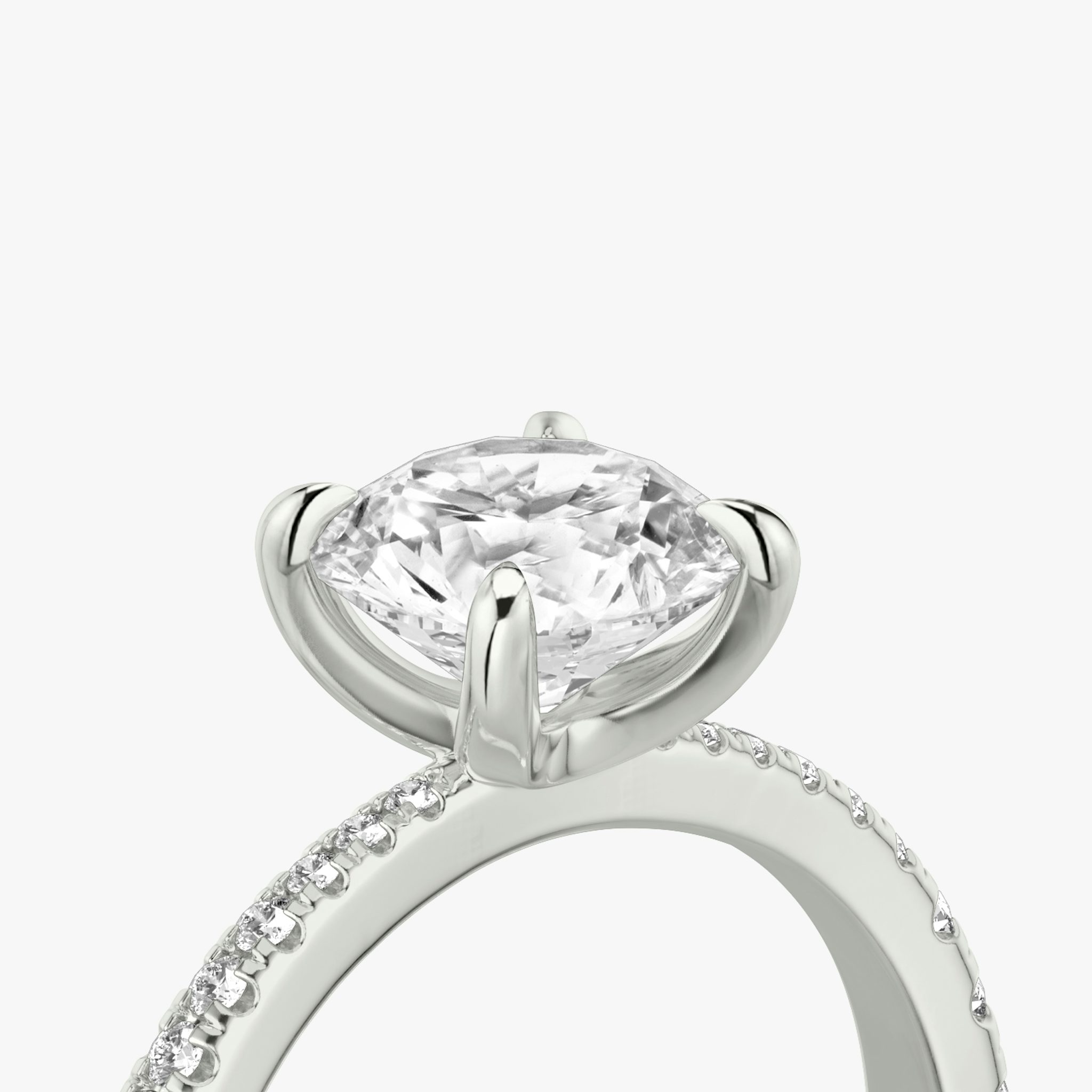 The Tapered Classic | Round Brilliant | 18k | White Gold | bandAccent: Pavé | caratWeight: 2.0ct | diamondOrientation: vertical