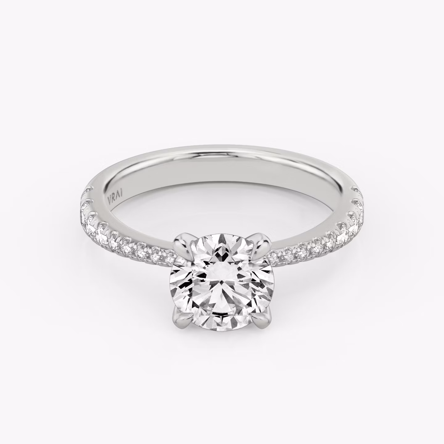 The Tapered Classic | Round Brilliant | 18k | White Gold | bandAccent: Pavé | caratWeight: 1.0ct | diamondOrientation: vertical