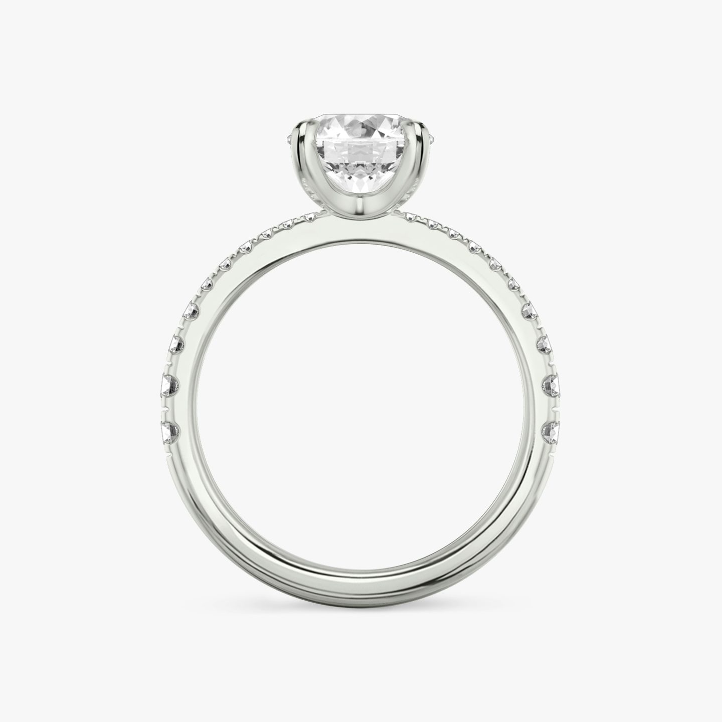 The Tapered Classic | Round Brilliant | 18k | White Gold | bandAccent: Pavé | caratWeight: other | diamondOrientation: vertical
