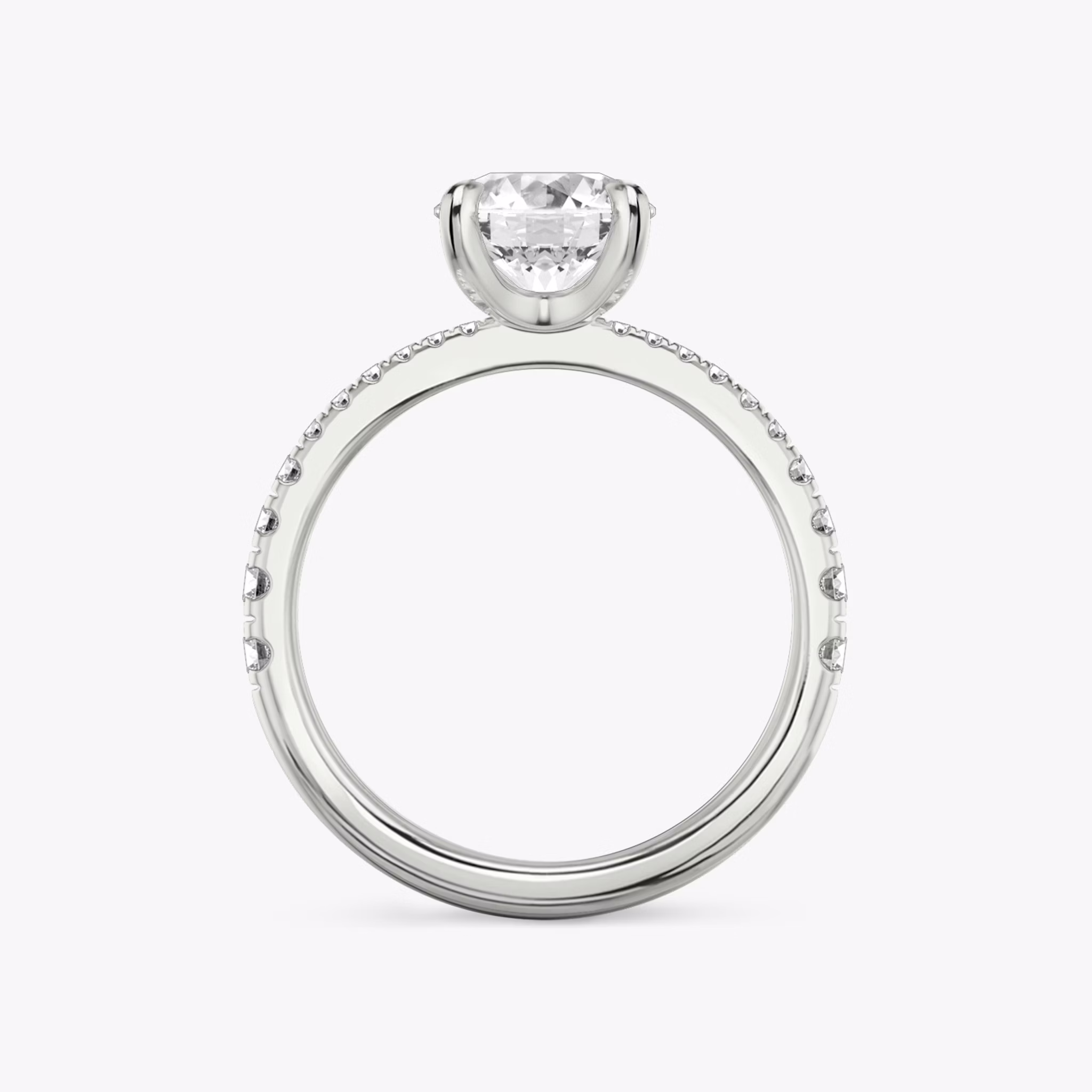 The Tapered Classic | Round Brilliant | 18k | White Gold | bandAccent: Pavé | caratWeight: 2.0ct | diamondOrientation: vertical