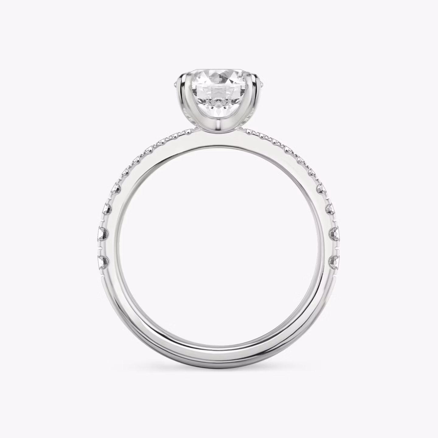 The Tapered Classic | Round Brilliant | 18k | White Gold | bandAccent: Pavé | caratWeight: 1.0ct | diamondOrientation: vertical