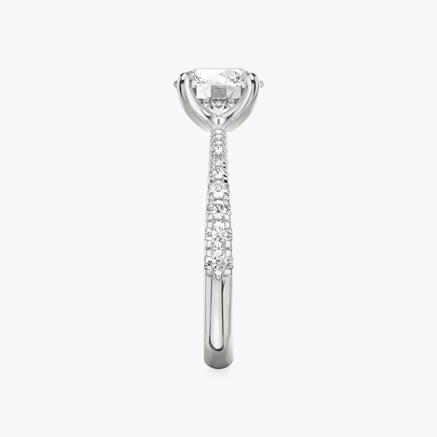 The Tapered Classic | Round Brilliant | 18k | White Gold | bandAccent: Pavé | caratWeight: 1.0ct | diamondOrientation: vertical